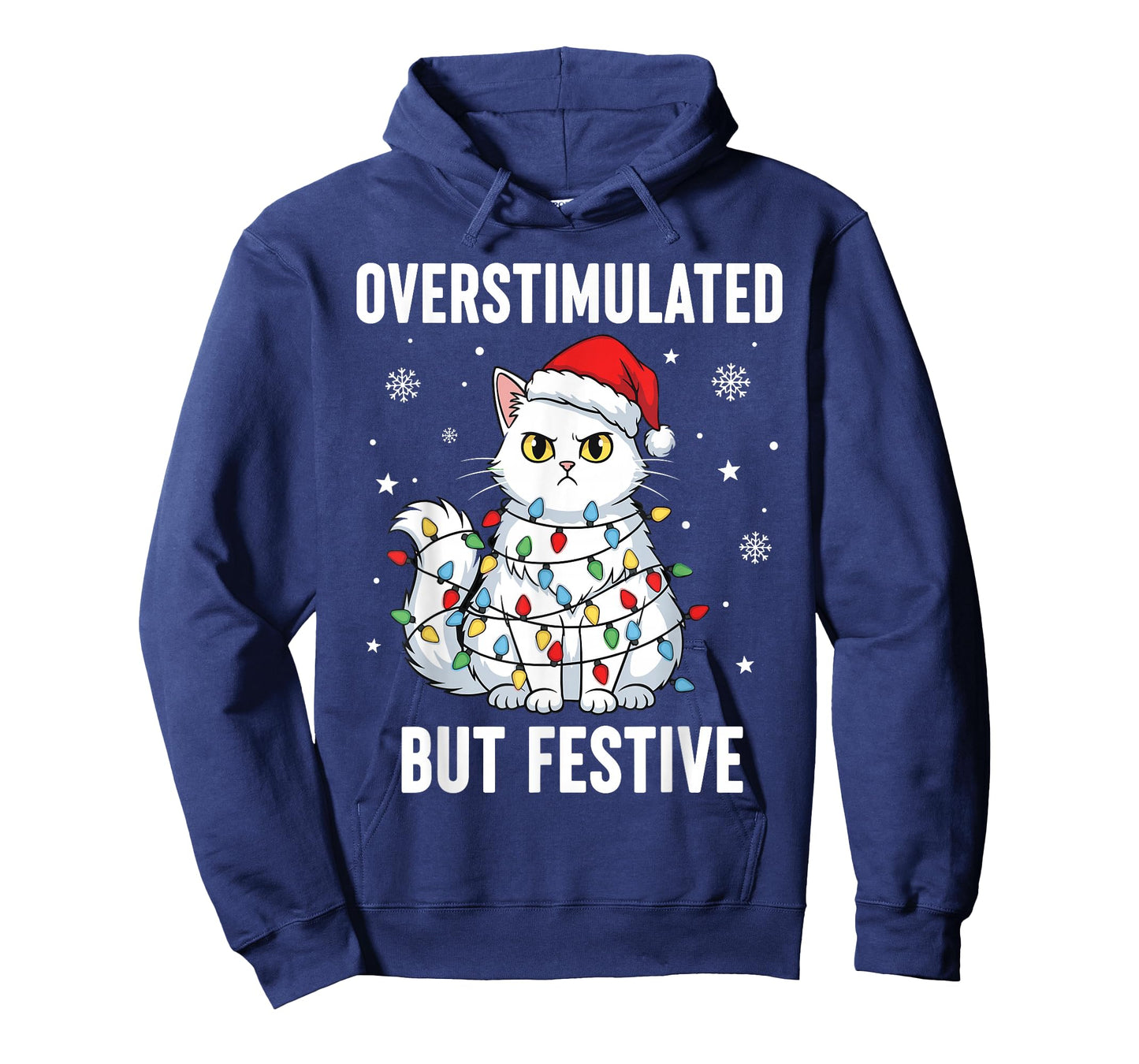 Fun Christmas Cat Shirt Women, Overstimulated But Festive T-Shirt