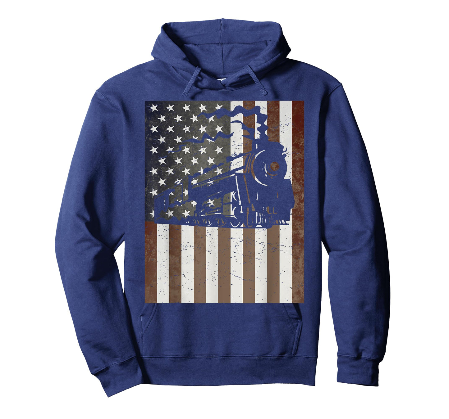 Train Locomotive Engine American Flag Model Builder Vintage T-Shirt