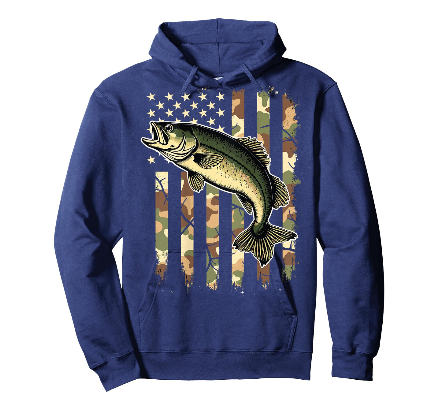 Fishing (on Back) Camouflage USA American Flag Fisherman T-Shirt