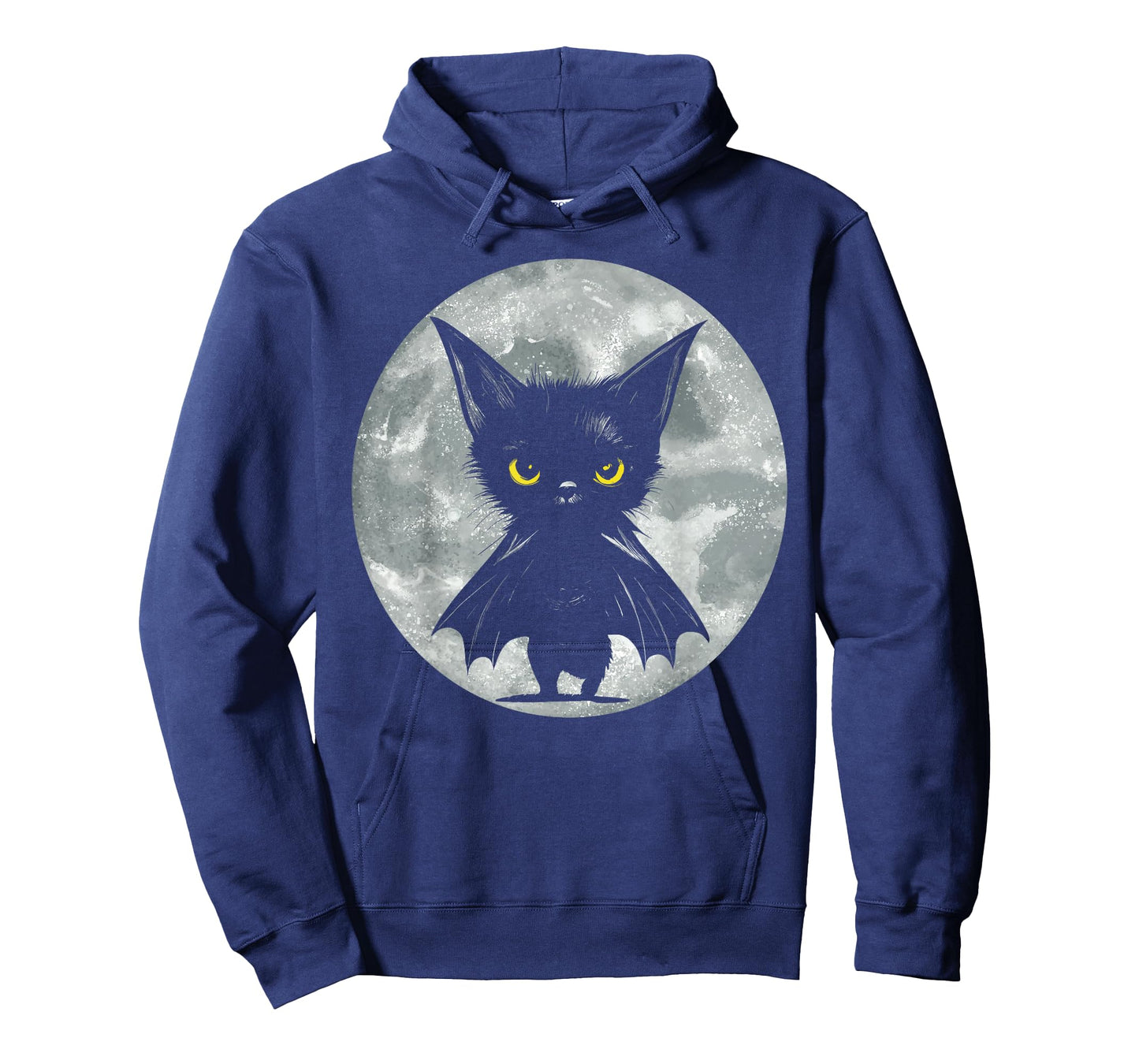Halloween Cat and Moon: Grumpy Black Kitten In Bat Costume T-Shirt