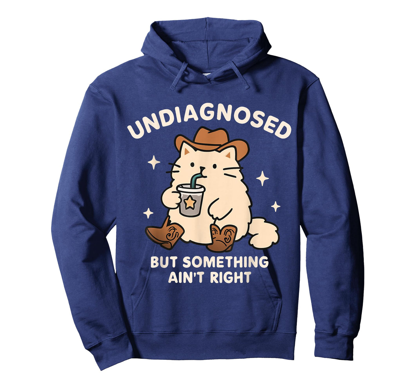 Funny Undiagnosed But Something Ain't Right Cowboy Cat ADHD T-Shirt