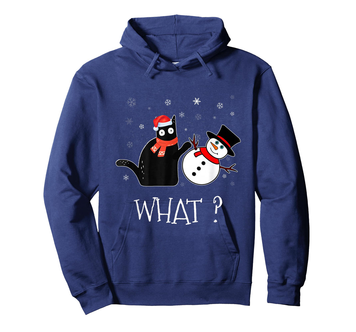 Funny Black cat Pushing Snowman Christmas Winter Costume T-Shirt