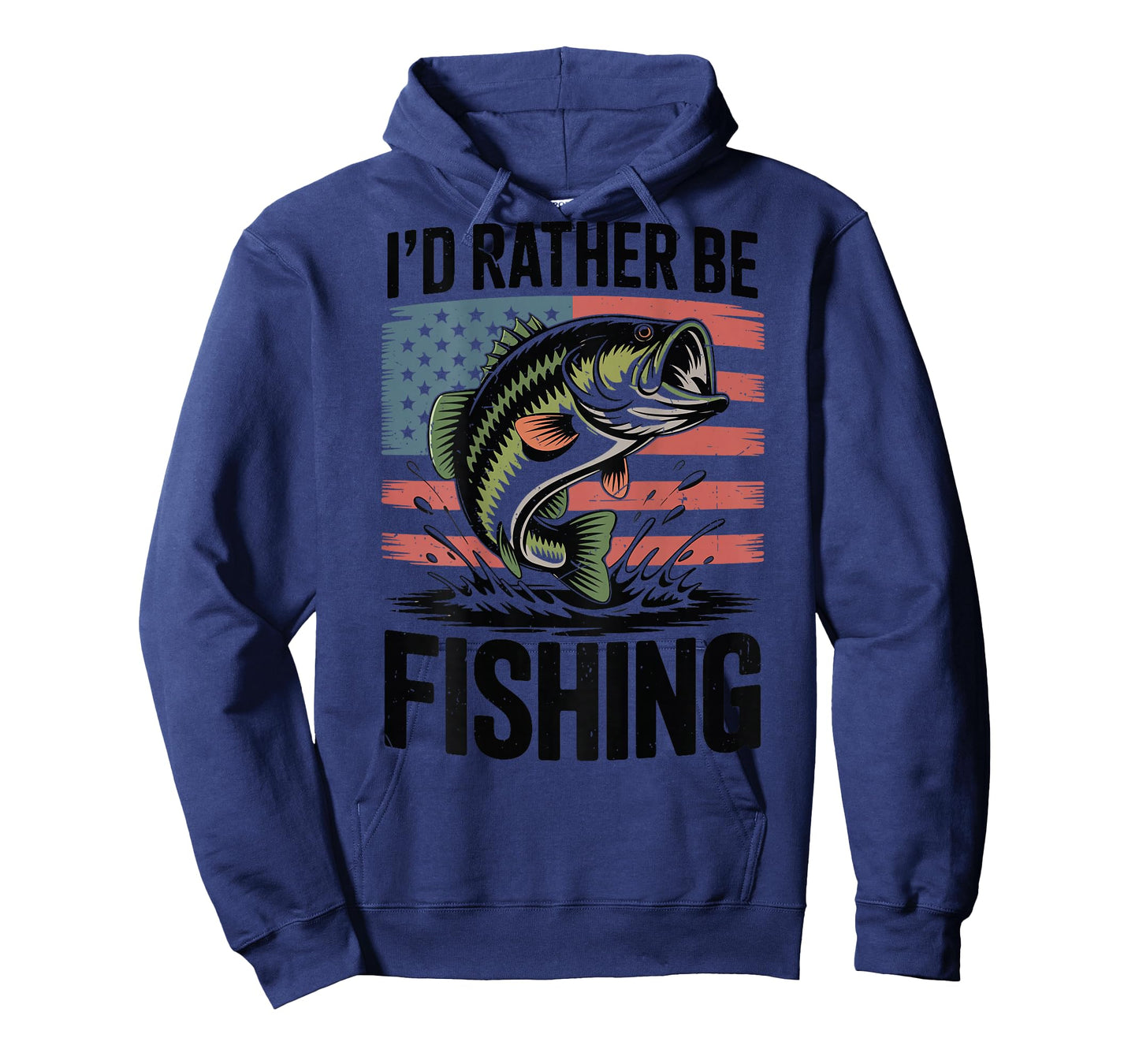 I'd Rather Be Fishing Bass Fish Dad Joke Gift American Flag T-Shirt