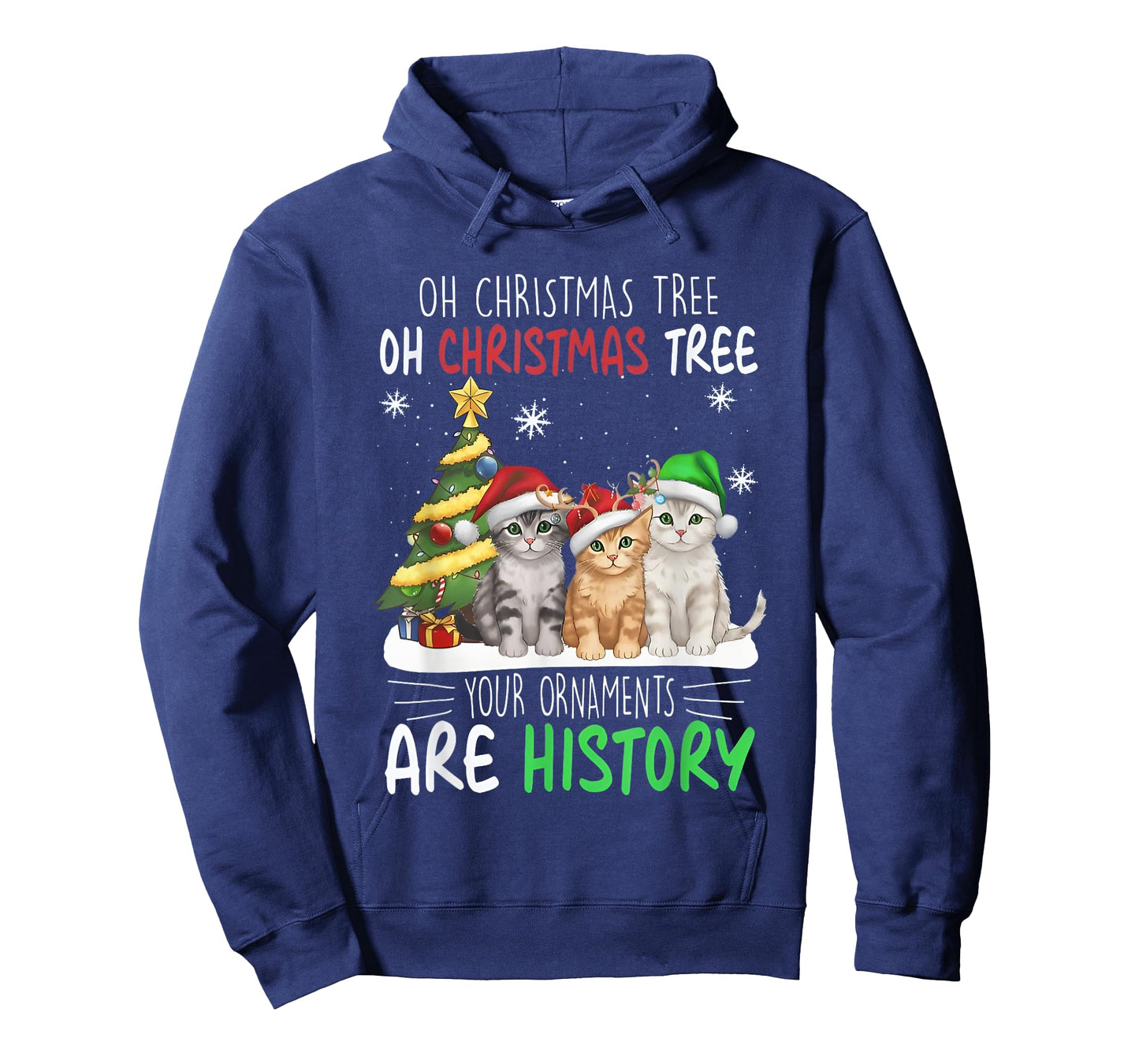 Oh Christmas Tree Your Ornaments Are History Cats Tree Snow T-Shirt