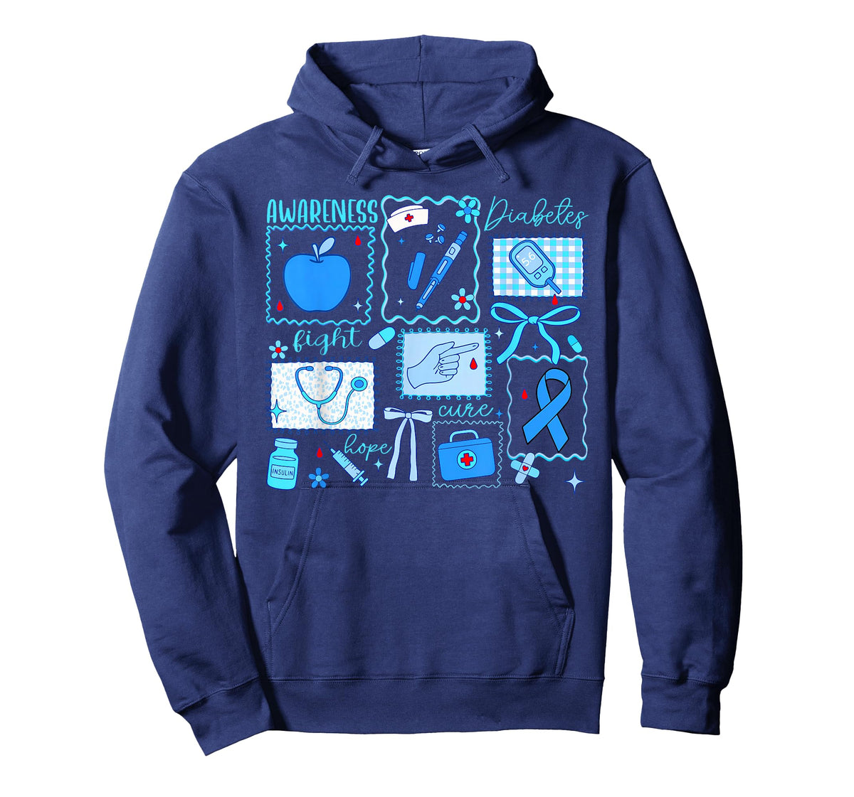 Blue Ribbon Diabetes Awareness Supporter Men Women Kid Nurse T-Shirt