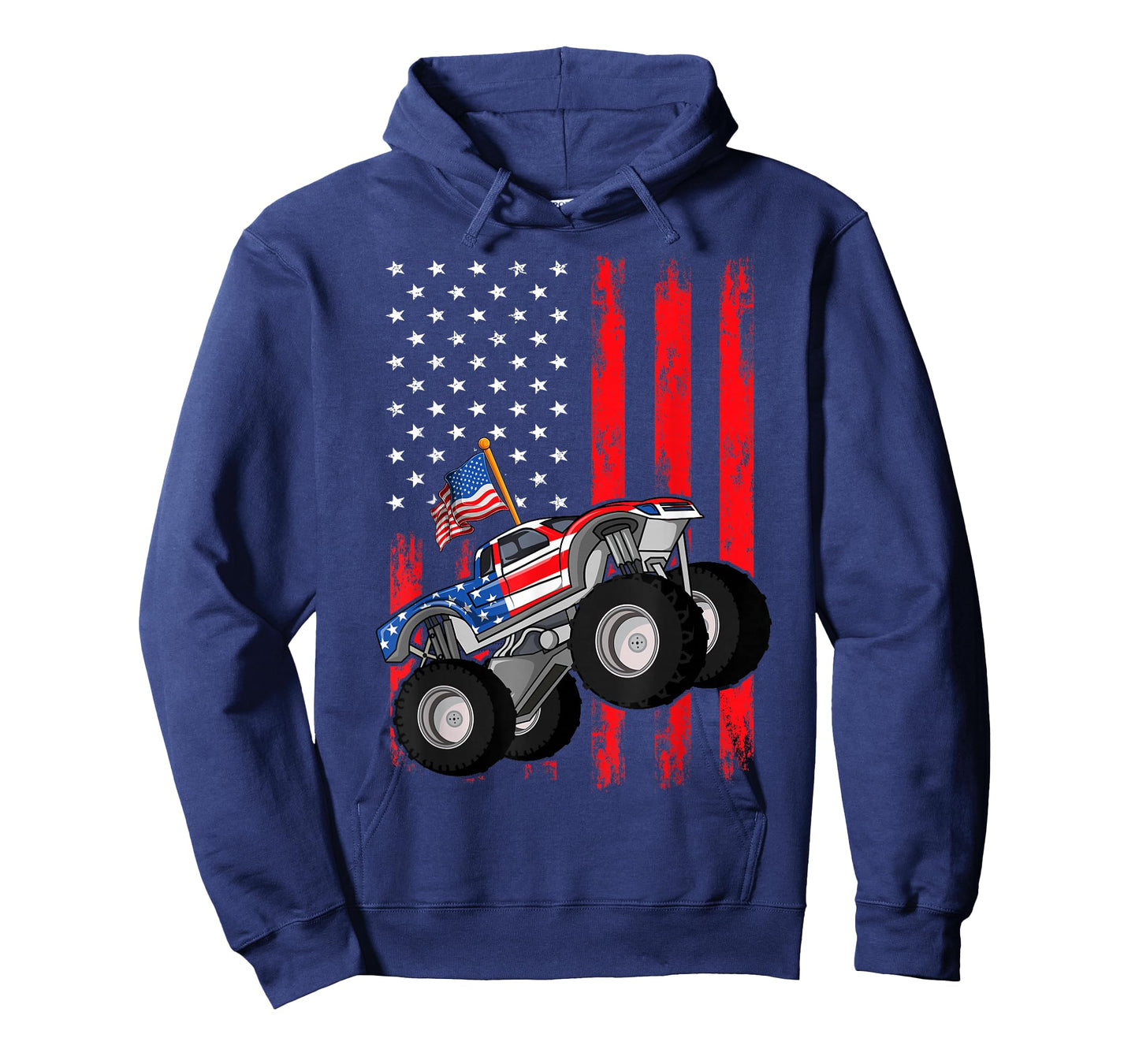 Kid Monster Truck Shirt, Toddler Boys American Flag July 4th T-Shirt