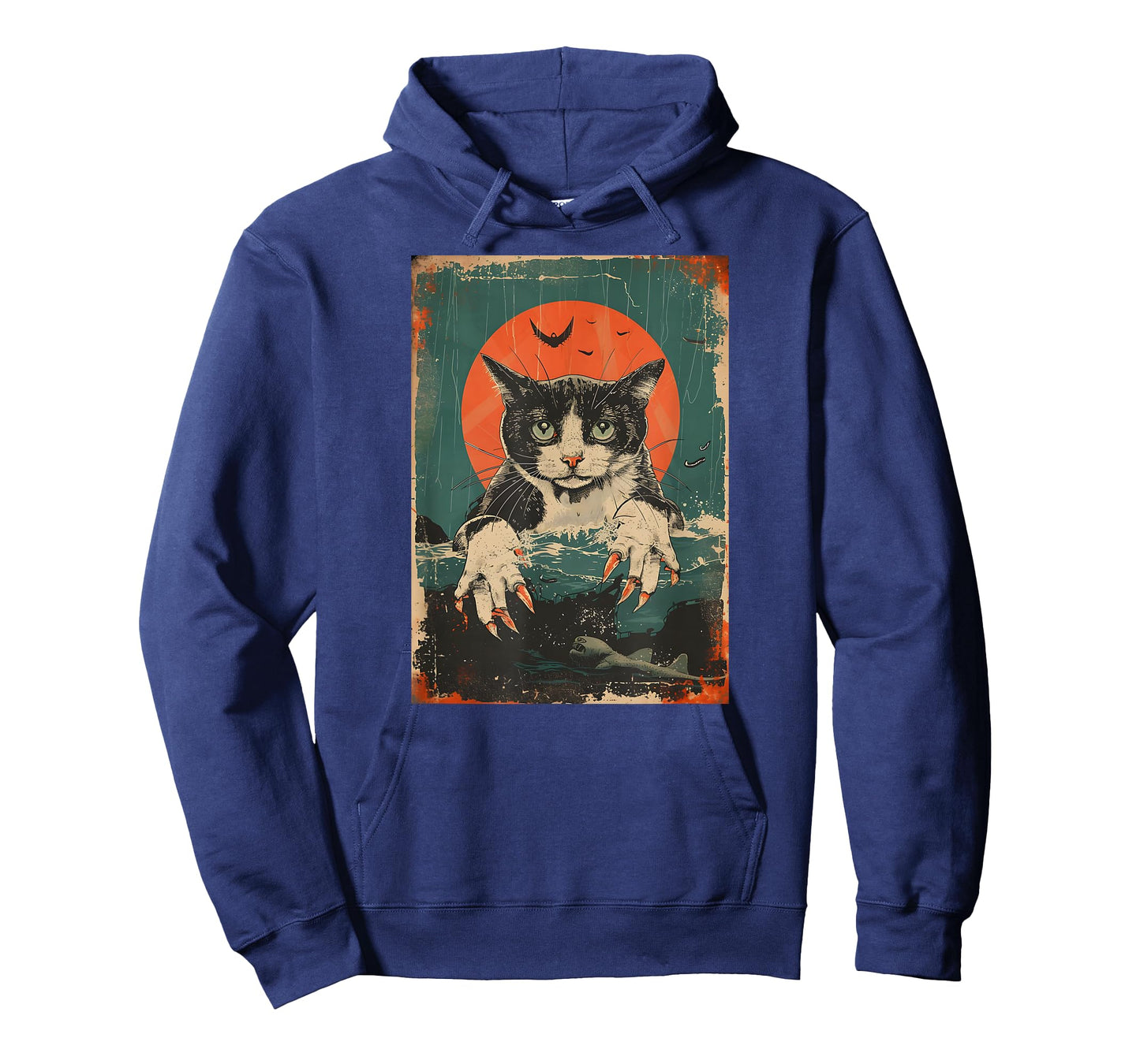 Creepy Cat Monster Funny Retro Cats Sea Lover Japanese Anime T-Shirt