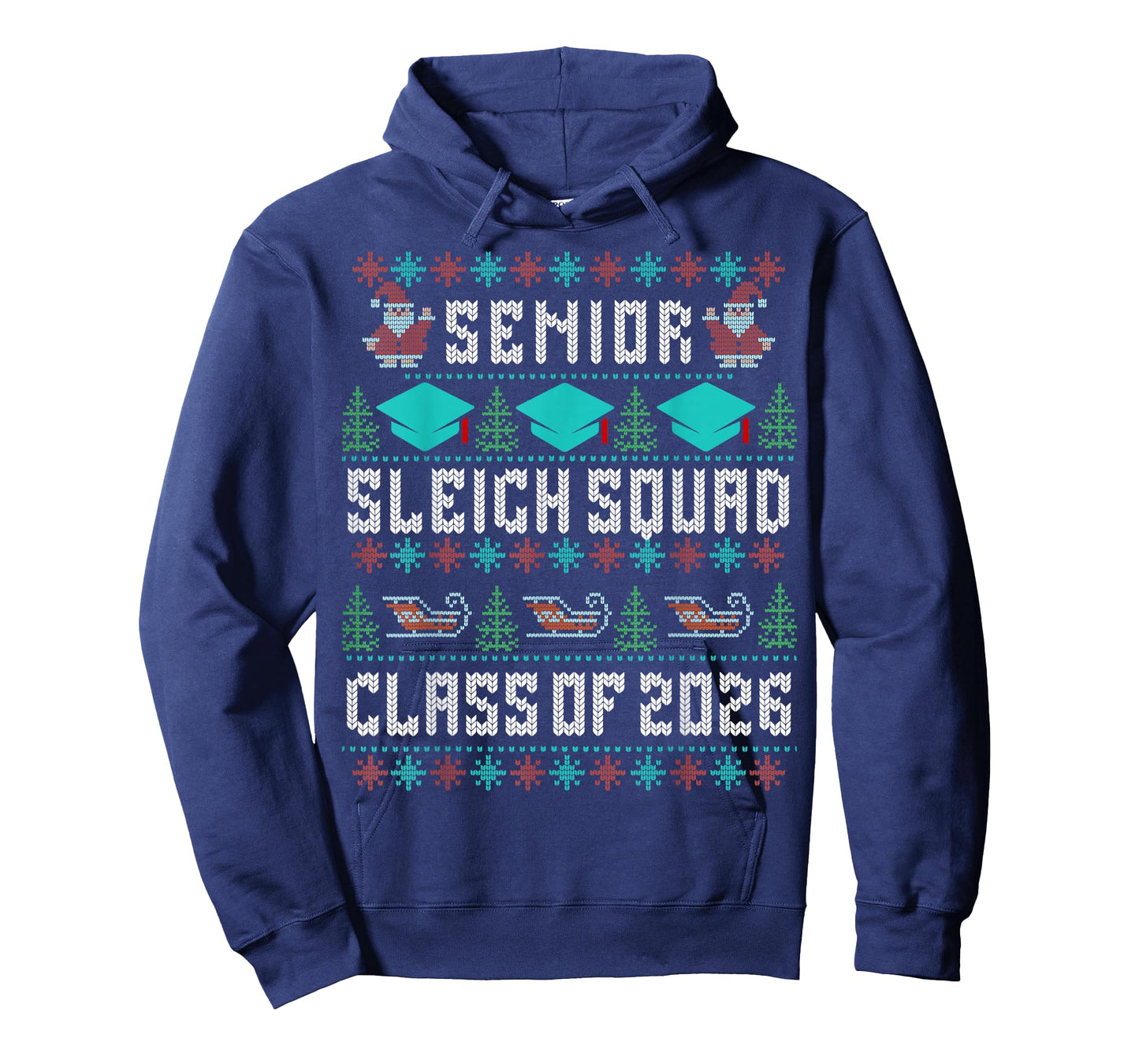 Senior Sleigh Squad Graduation Class of 2026 Ugly Christmas T-Shirt