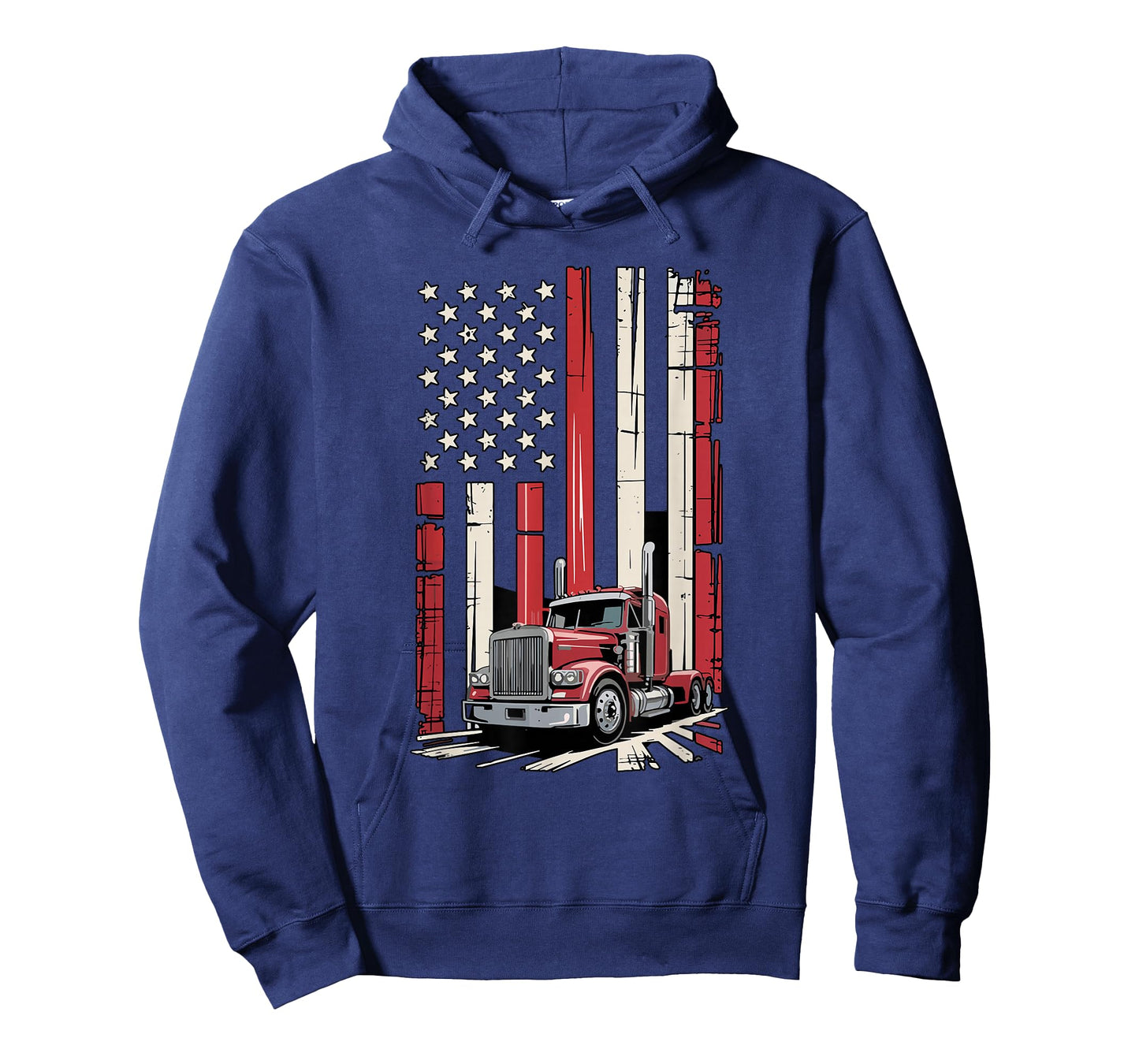 American Flag Semi Truck 18 Wheeler Trucker Pride Design T-Shirt