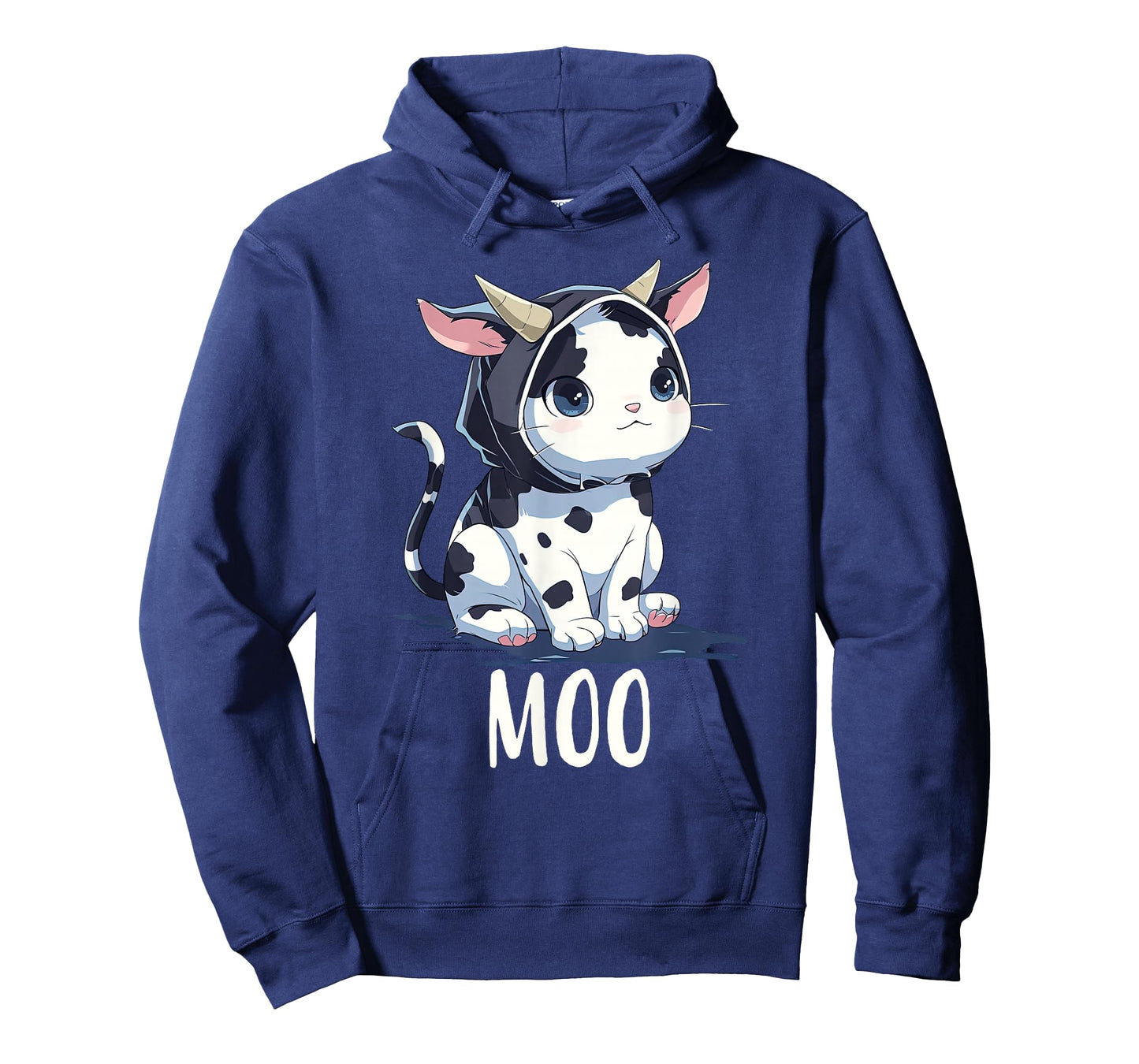 Cute Kawaii Anime Cat In Cow Costume Moo Funny Meow Cat Cow Men Women Kids T-Shirt