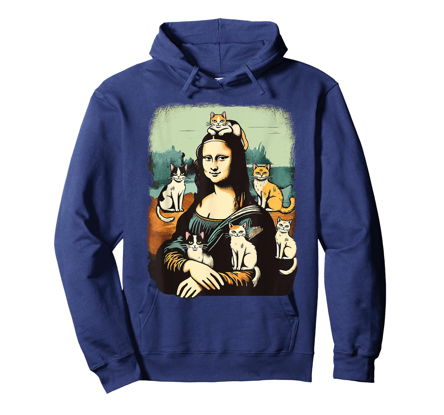 Retro Mona Lisa with Cats Novelty Men Women Kids Funny Cat T-Shirt