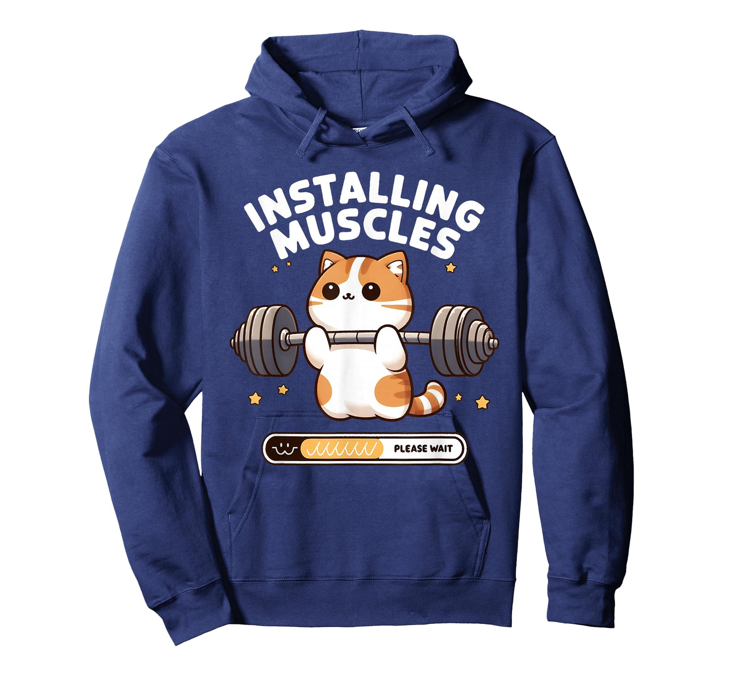 Installing Muscles Please Wait Funny Cat Weightlifting T-Shirt