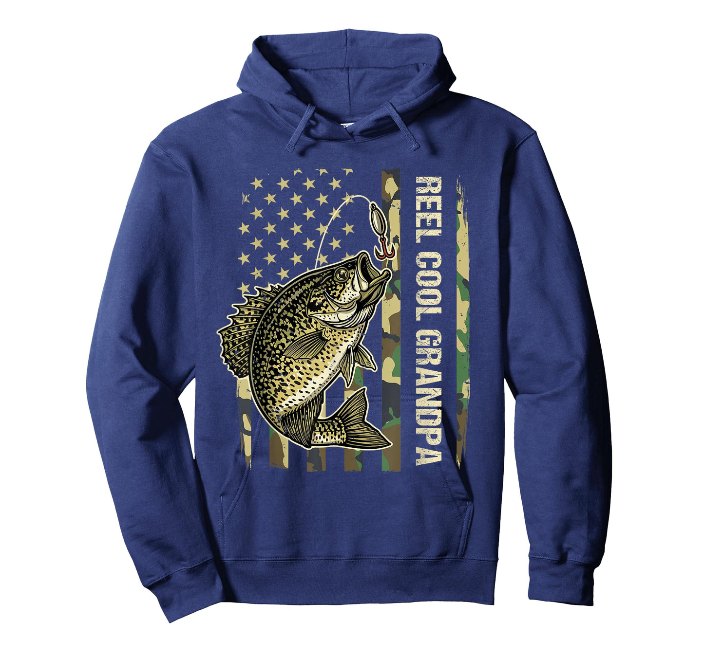 Reel Cool Grandpa Crappie Fishing Camo American Flag T-Shirt