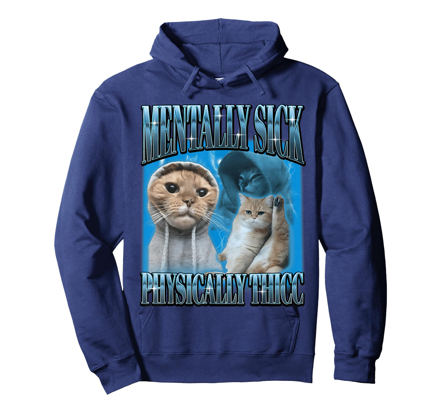 Funny Ironic Retro Cat Mentally Sick Physically Thicc Meme T-Shirt