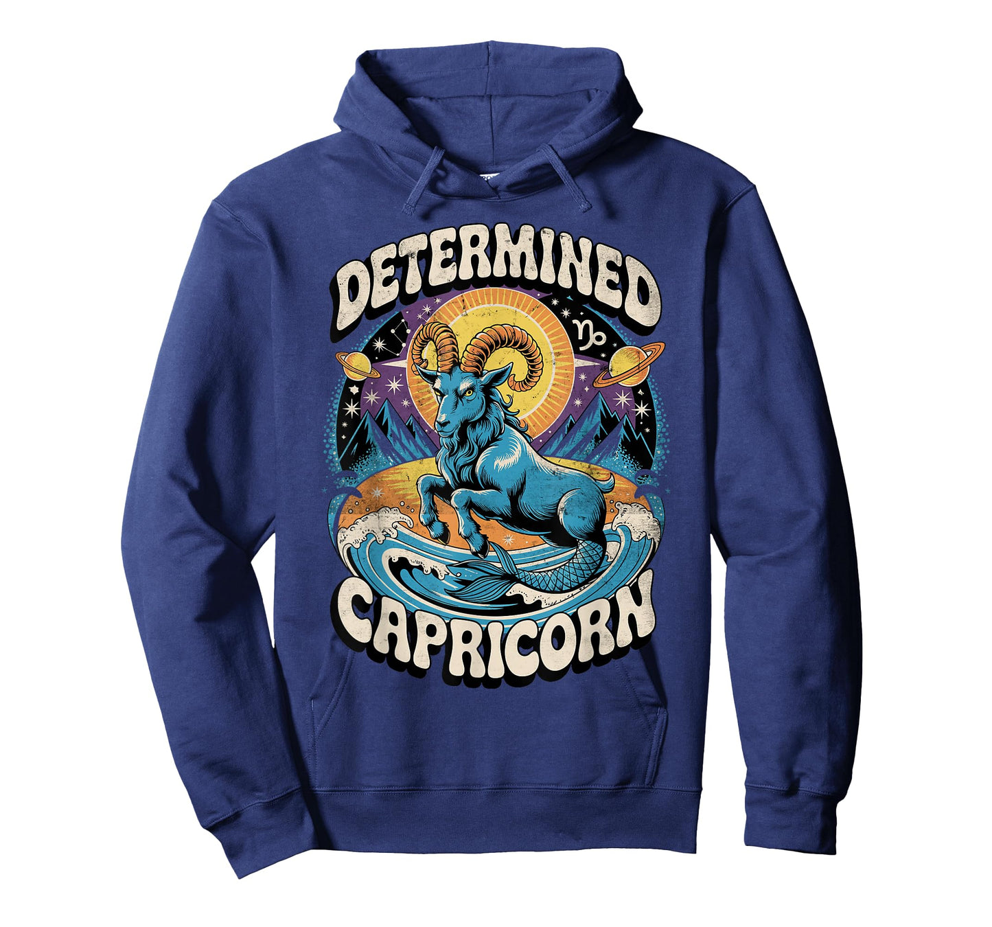 Determined Capricorn Sea-Goat Retro Zodiac Design T-Shirt