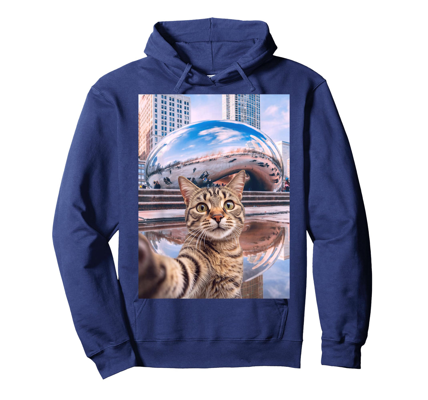 Funny Cat Selfie Chicago Bean Cloud Gate T-Shirt