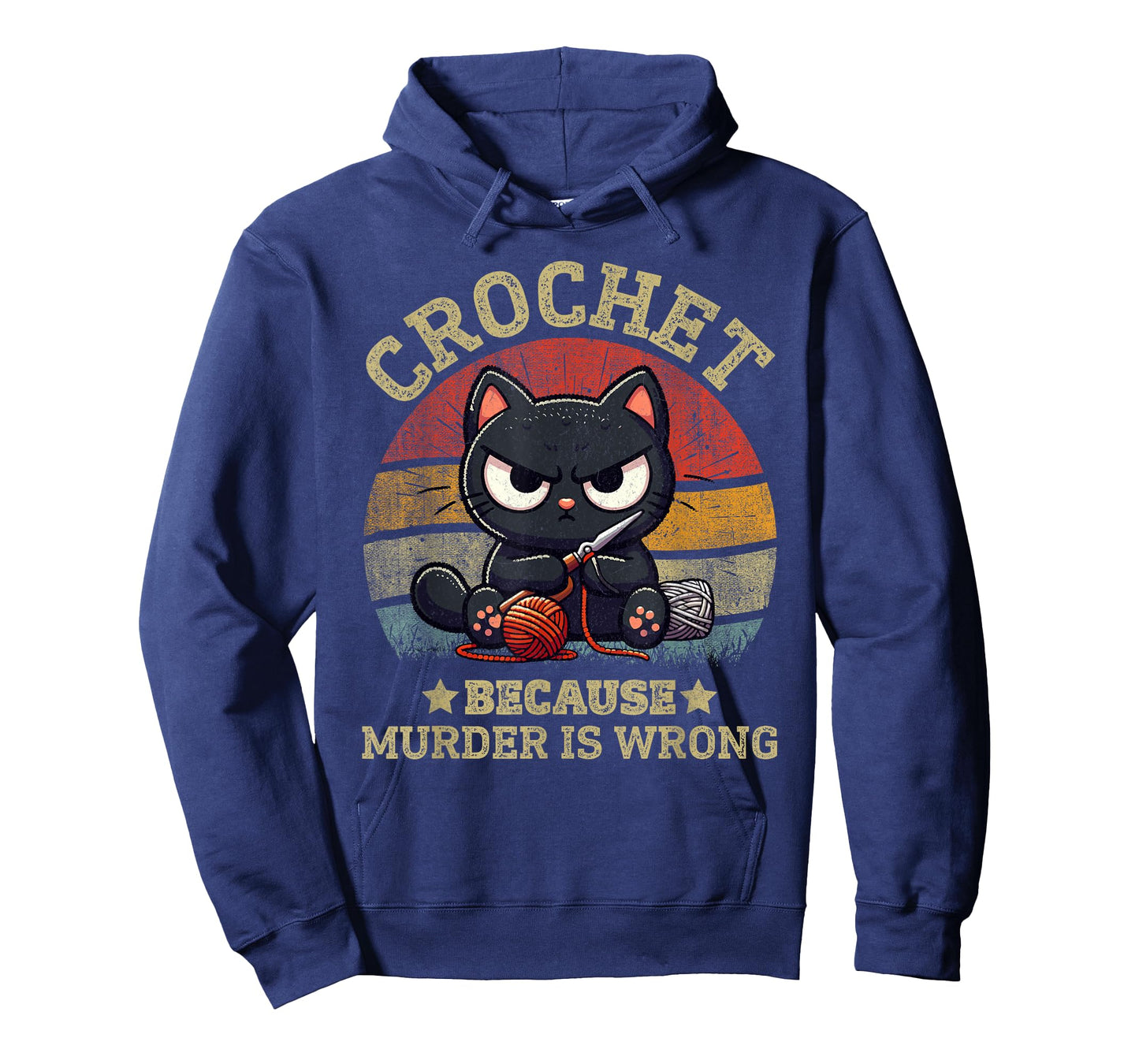 Funny Crochet Because Murder Is Wrong Crocheting Black Cat T-Shirt