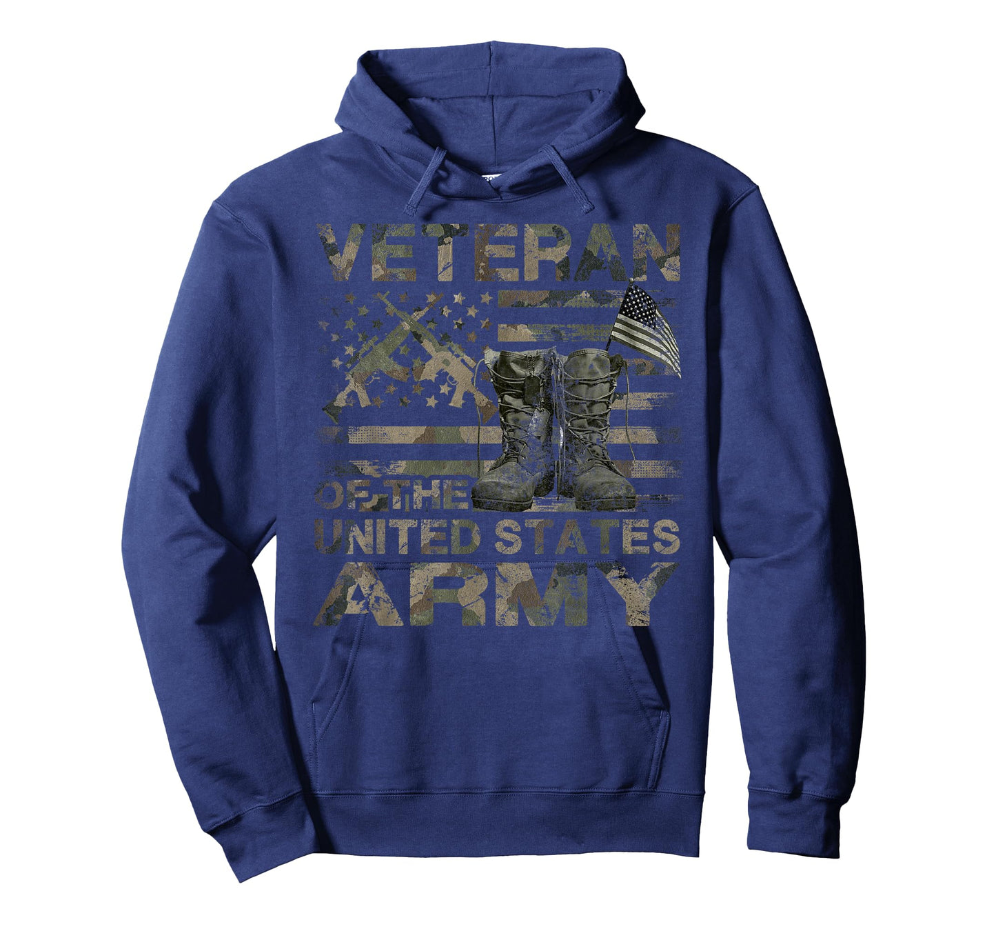 Distressed American Flag Camouflage Proud US Army Veteran T-Shirt