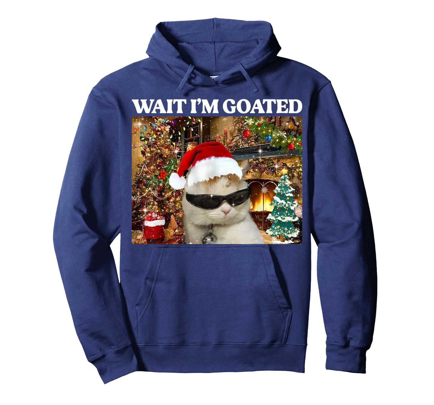 Wait I'm Goated Funny Christmas Cat Meme T-Shirt