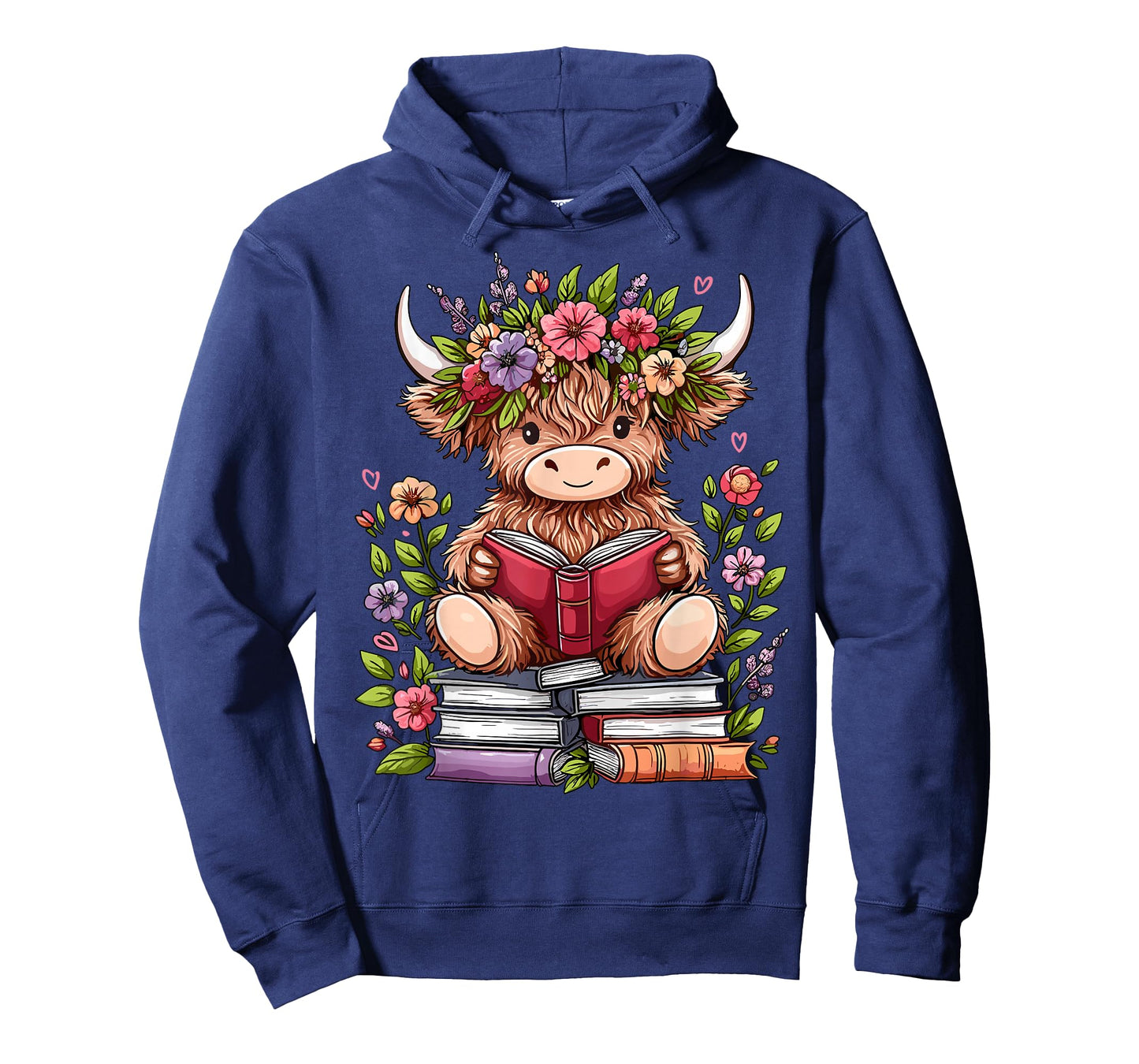 Cute Baby Highland Cow with Reading Book Bookworm T-Shirt