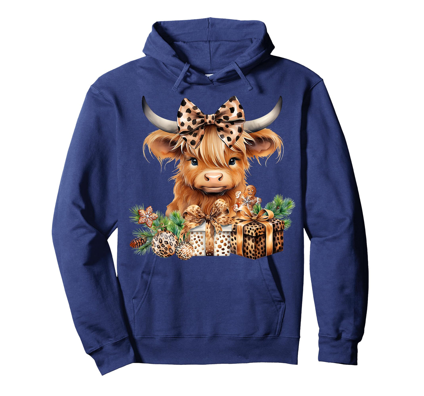 Baby Highland Cow Merry Christmas Leopard Cute Cow Farmer T-Shirt