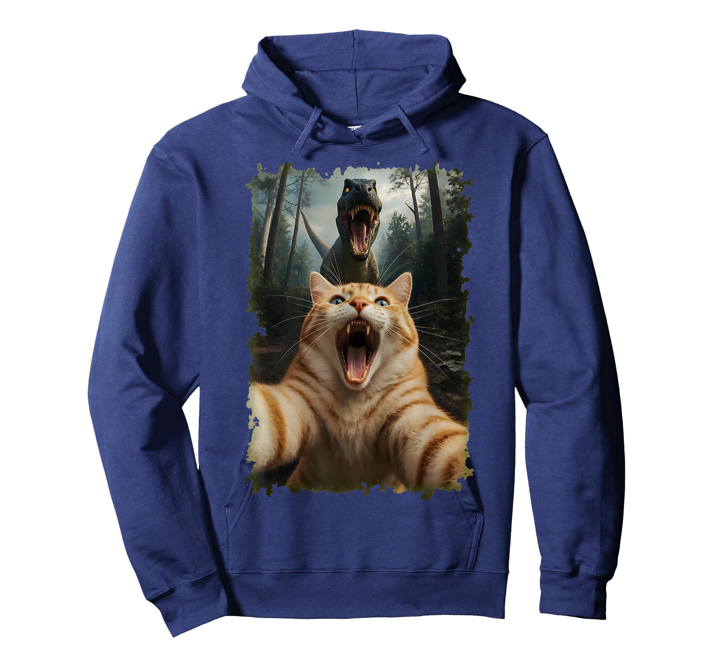 Funny Orange Cat Selfie with T-Rex Dinosaur T-Shirt