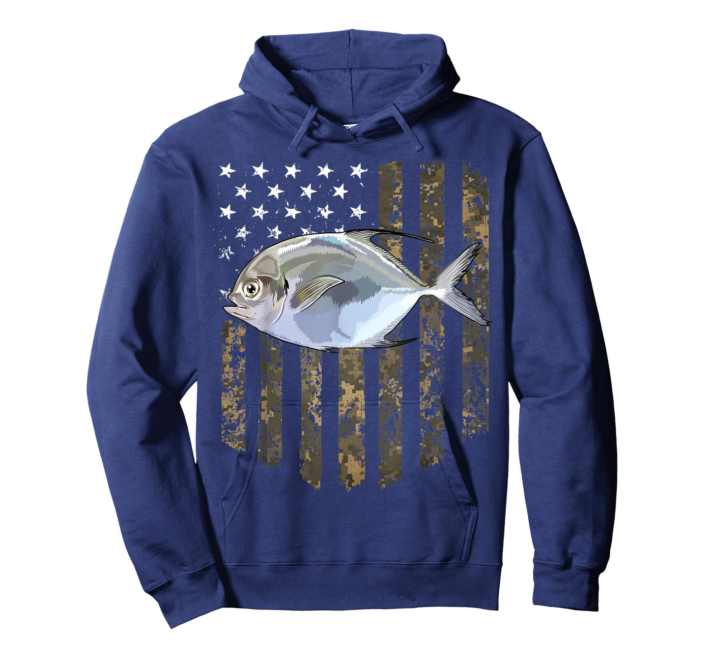 Camo American Flag Pompano Fishing 4th Of July Women Men T-Shirt