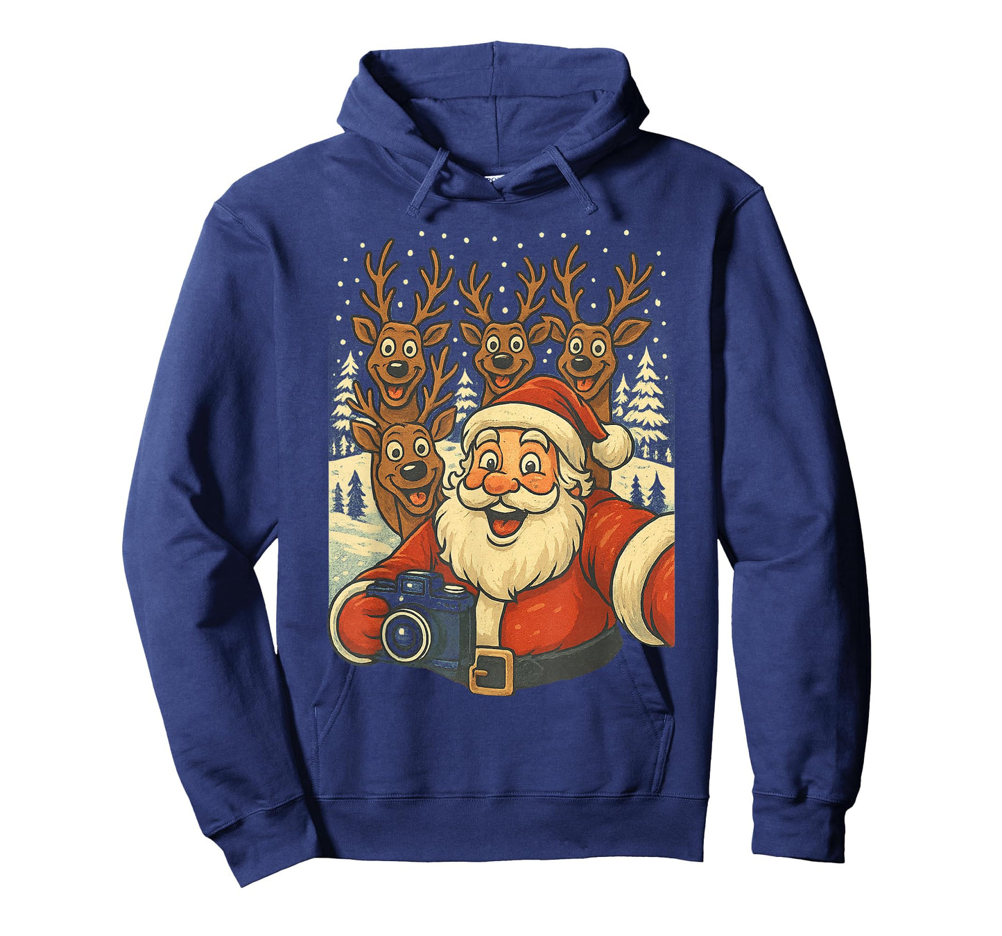 Retro Santa Reindeers Selfie Christmas Shirt Men Women Kids T-Shirt