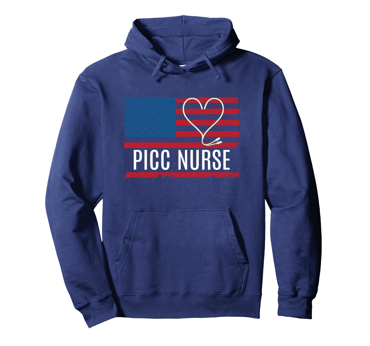 PICC Nurse USA Flag Heart Vascular Access Infusion Long Sleeve T-Shirt
