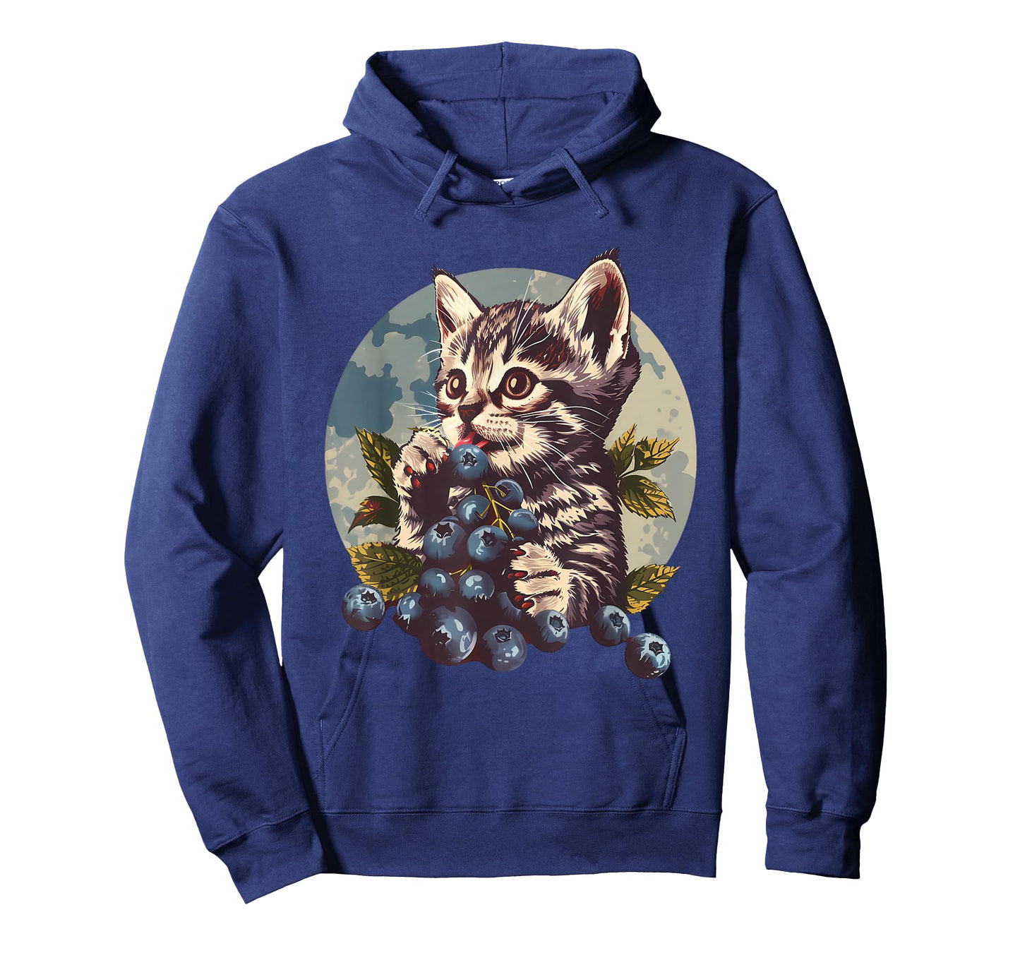 Blueberry Cat Blueberries Portrait Watercolor Animal Art T-Shirt
