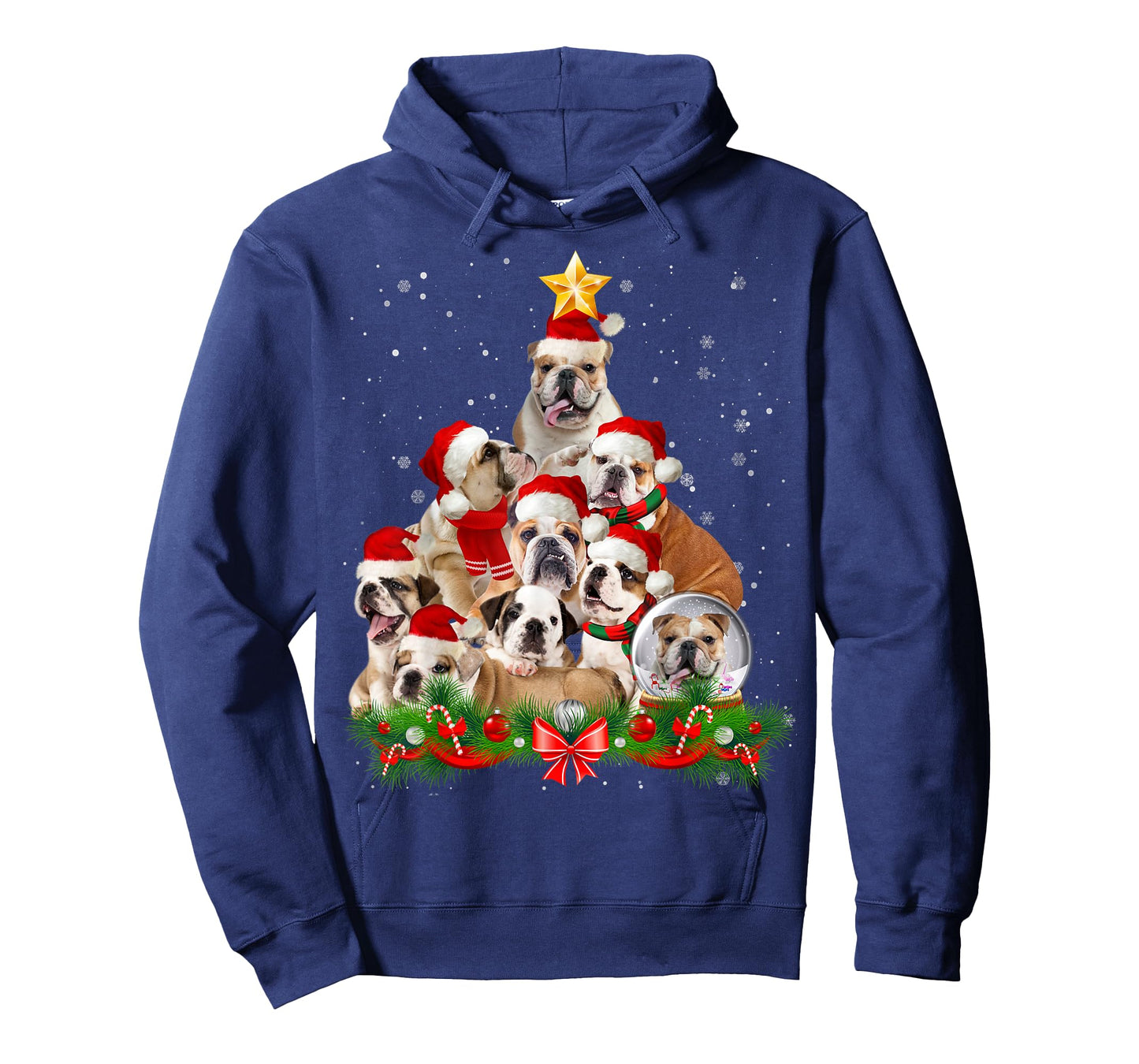 Funny Bulldog Dog Christmas Tree T-Shirt for Men Women