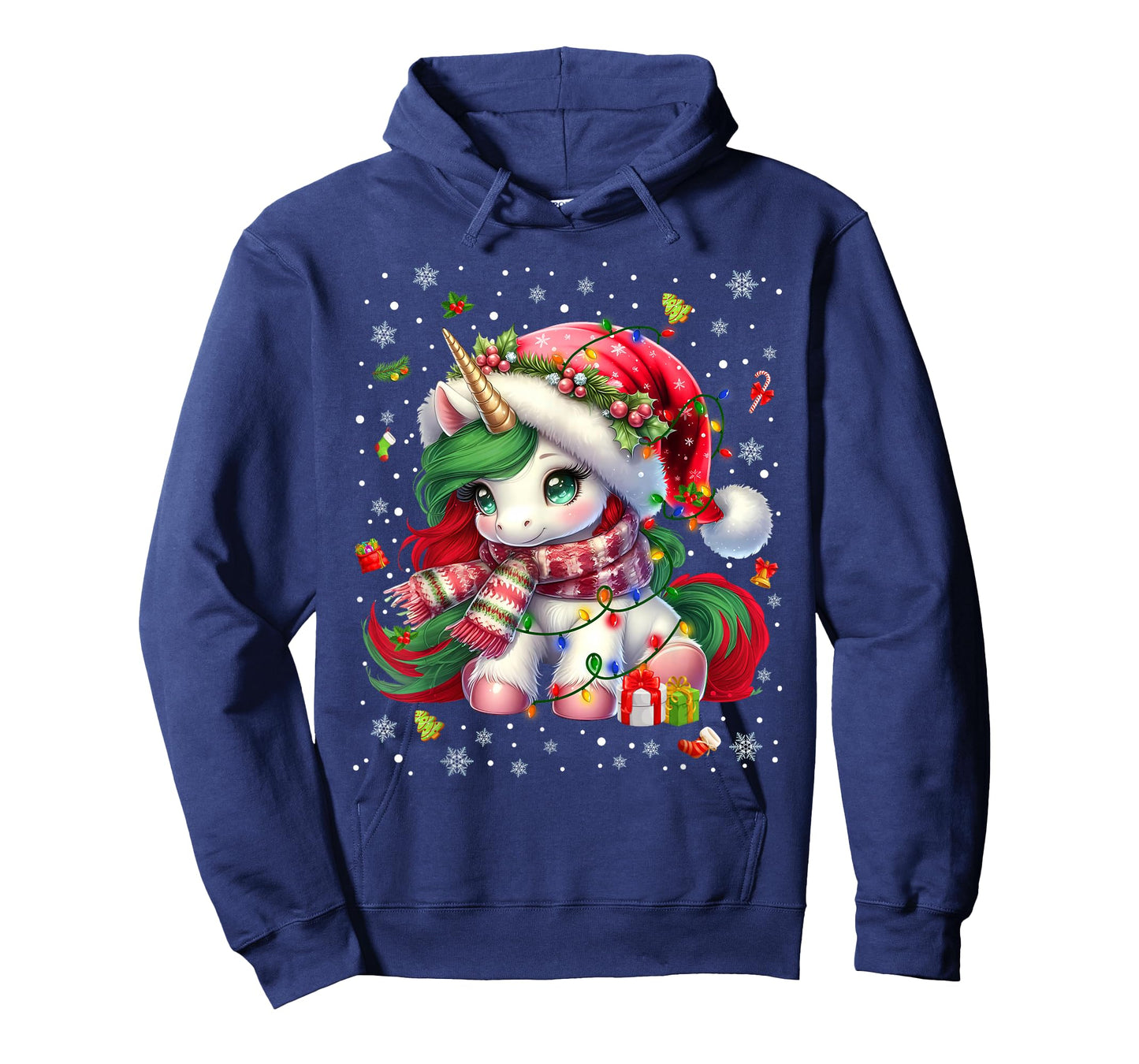 Cute Unicorrn Santa Hat Pajamas Christmas Xmas Pjs Girl T-Shirt