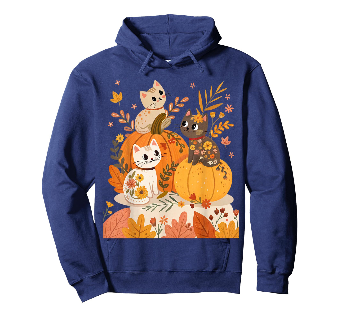 Cute Halloween Cats with Pumpkins Retro & Fall Flower Floral T-Shirt