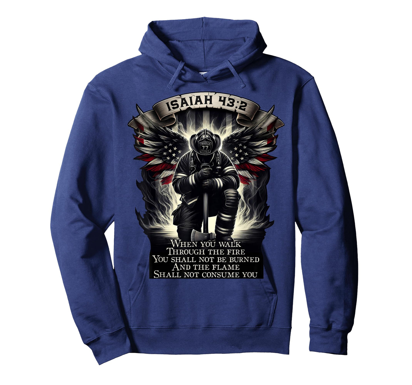 Isaiah 43 2 Firefighter Prayer fire Patriot Flag Bible Verse T-Shirt