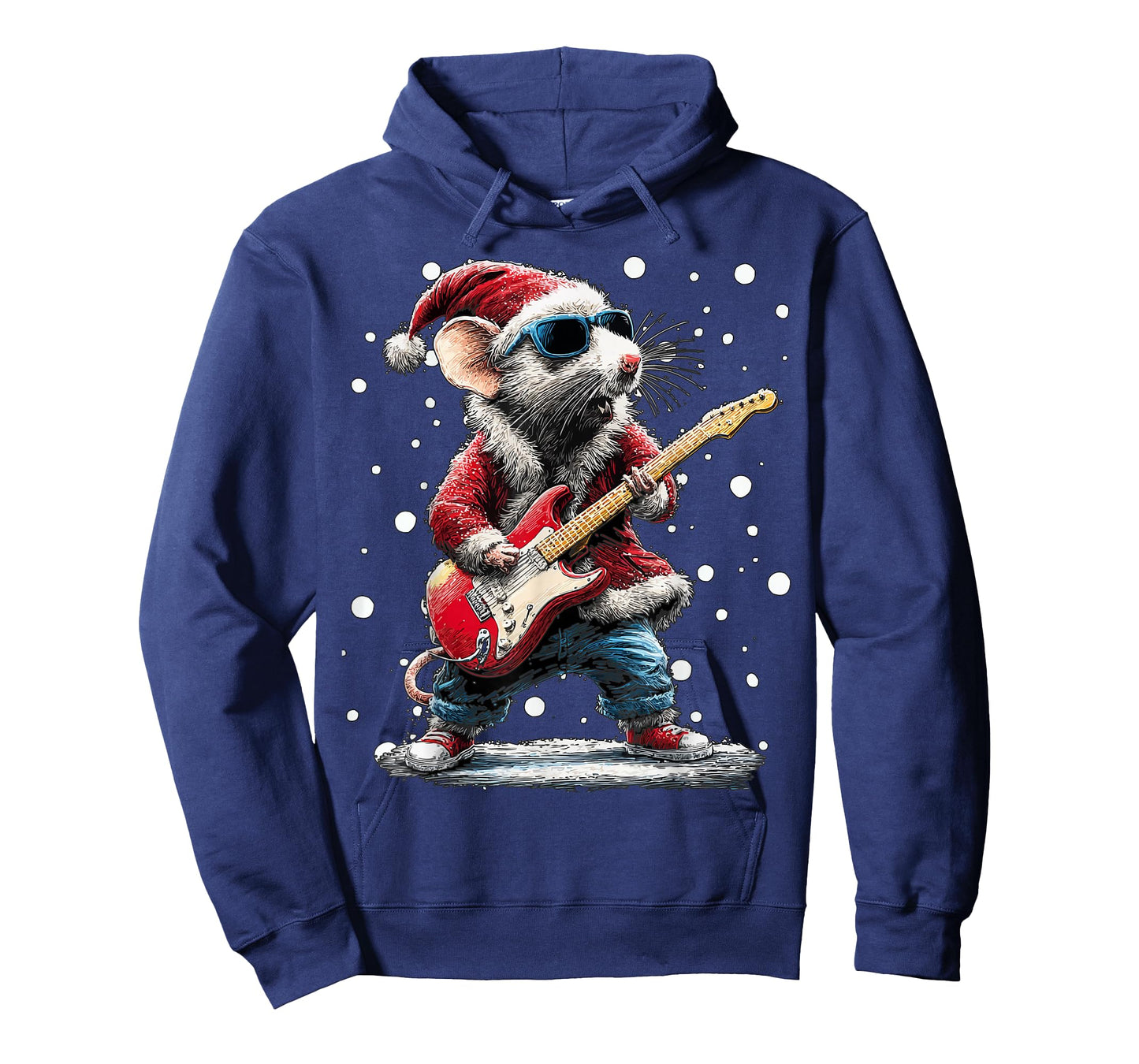 Christmas Rat Playing Guitar Funny Musician Animal Music T-Shirt
