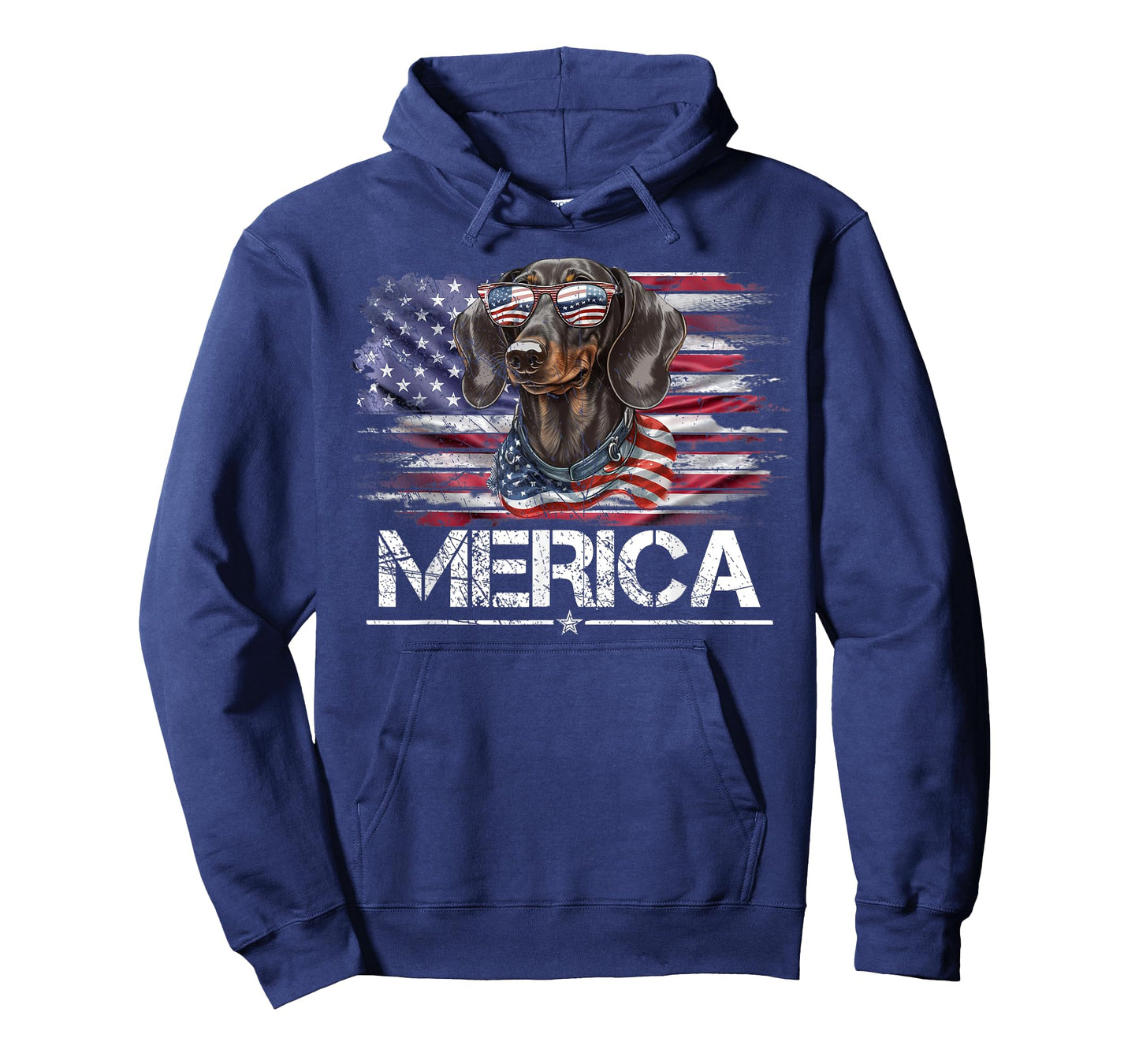 Vintage Dachshund Dog, Merica Weiner Dog USA Flag Funny Women Kids Men T-Shirt
