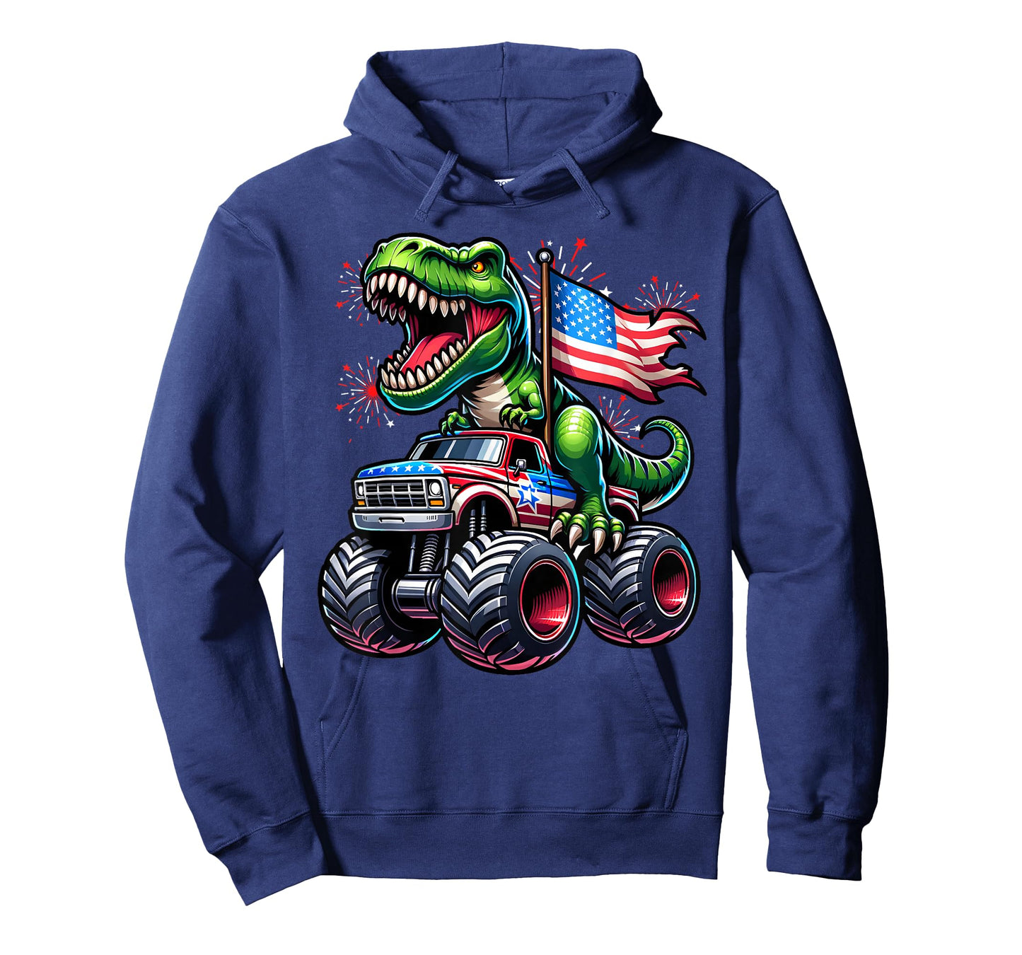 4th July T rex Dinosaur Monster Truck American USA Flag T-Shirt
