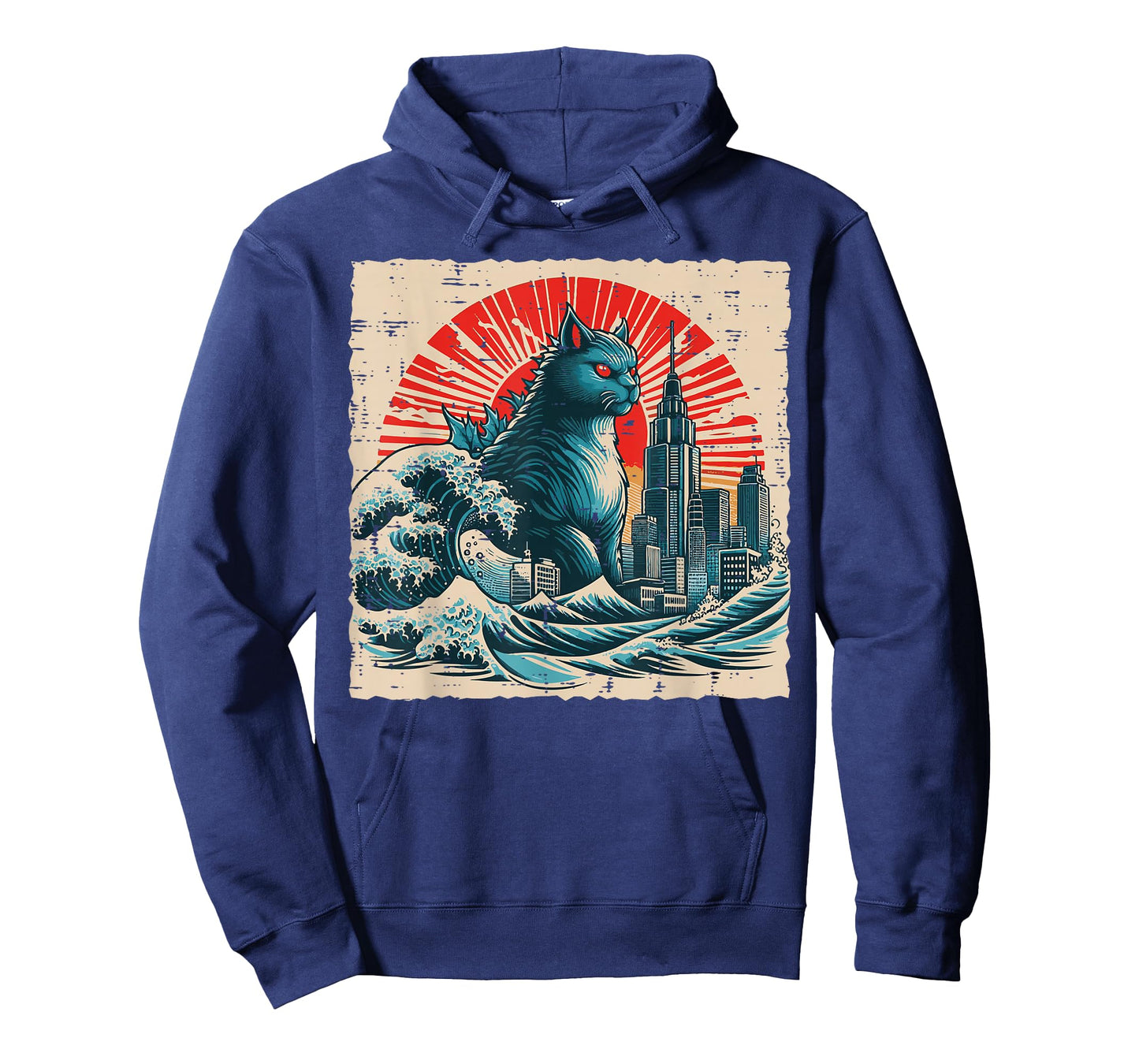 Japanese Cat Monster Great Wave City Ukiyo-e Men Women Kids T-Shirt