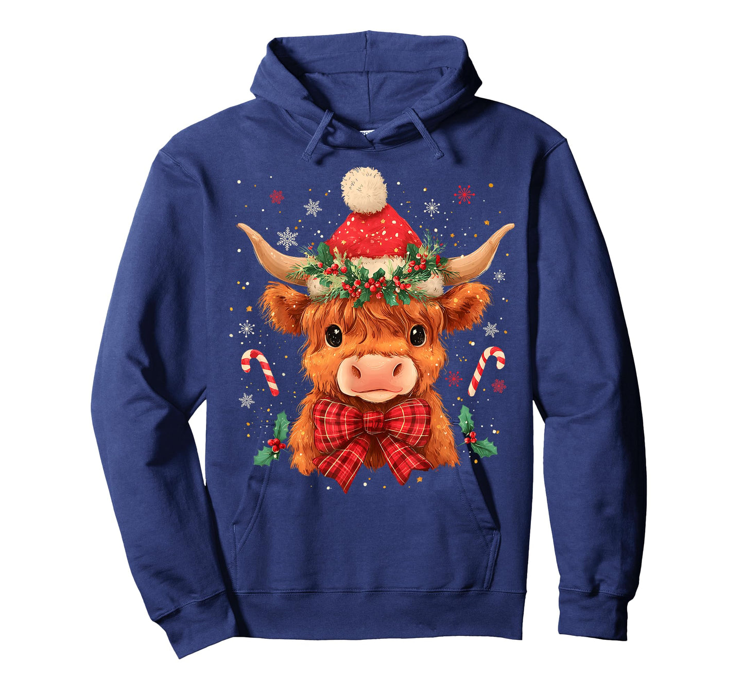 Cute Christmas Highland Cow Mooey Xmas Heifer Santa Hat T-Shirt