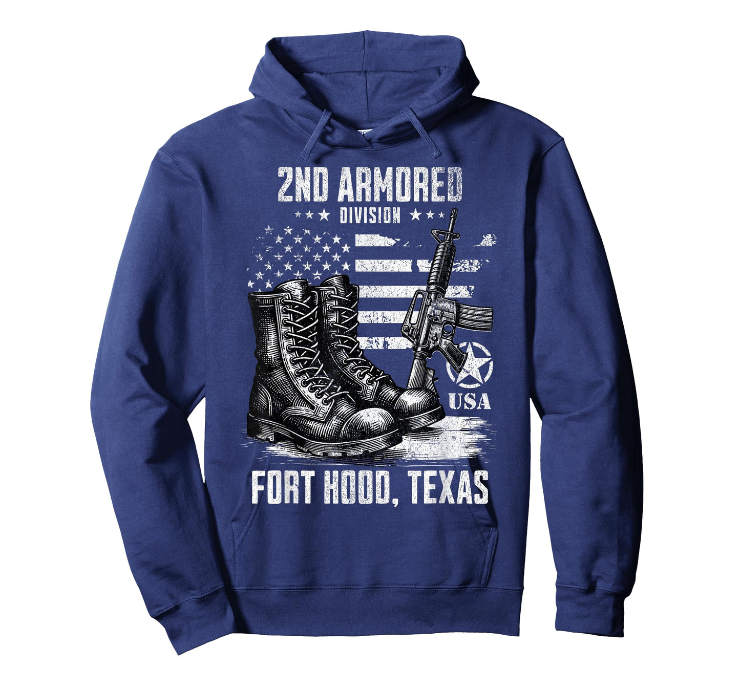 SoldierTees 2nd Armored Division Fort Hood Texas Military Veteran T-Shirt, Small, Black