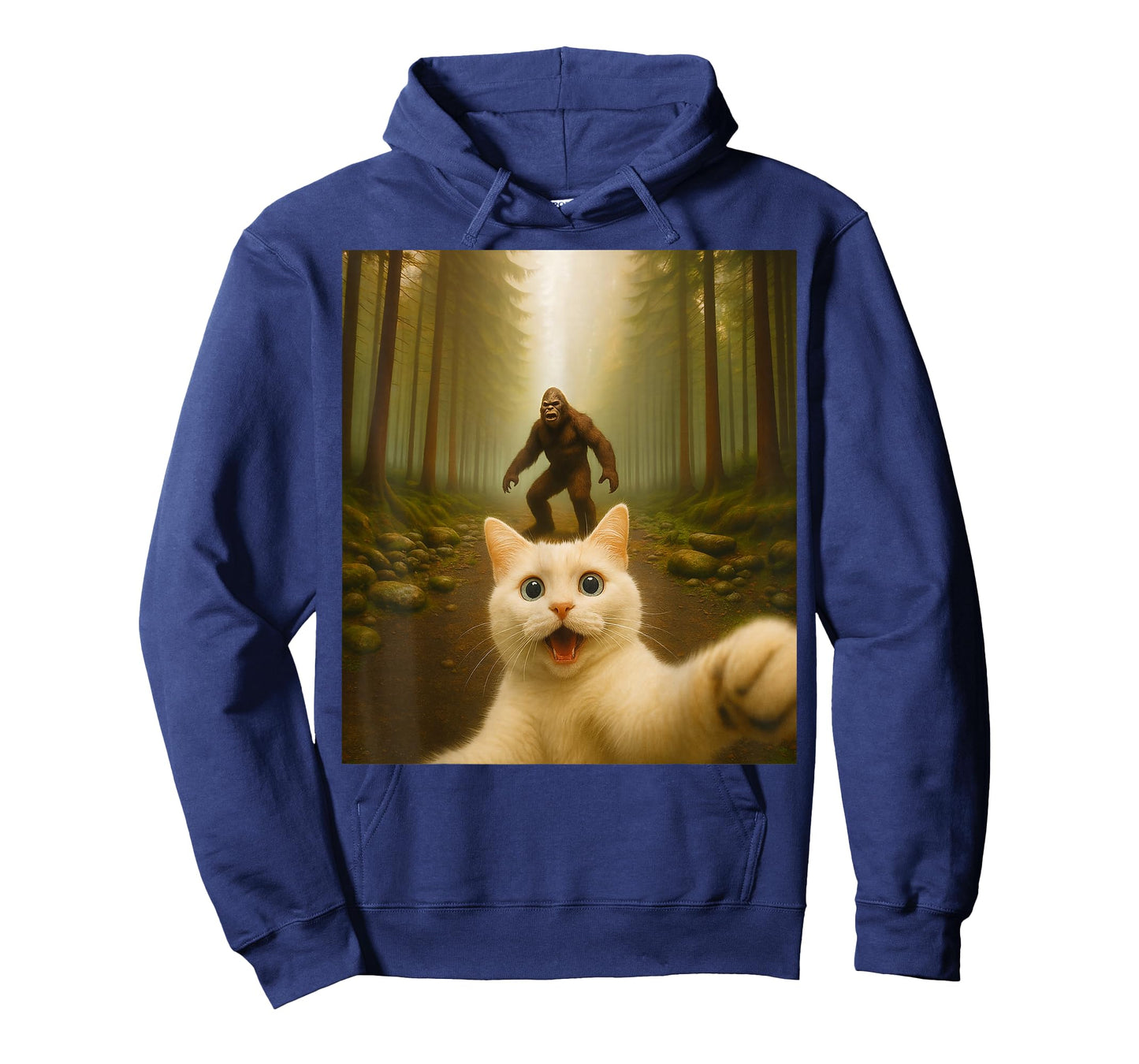 Cat Selfie with Bigfoot Funny Cats Gifts for Men Women Kid T-Shirt