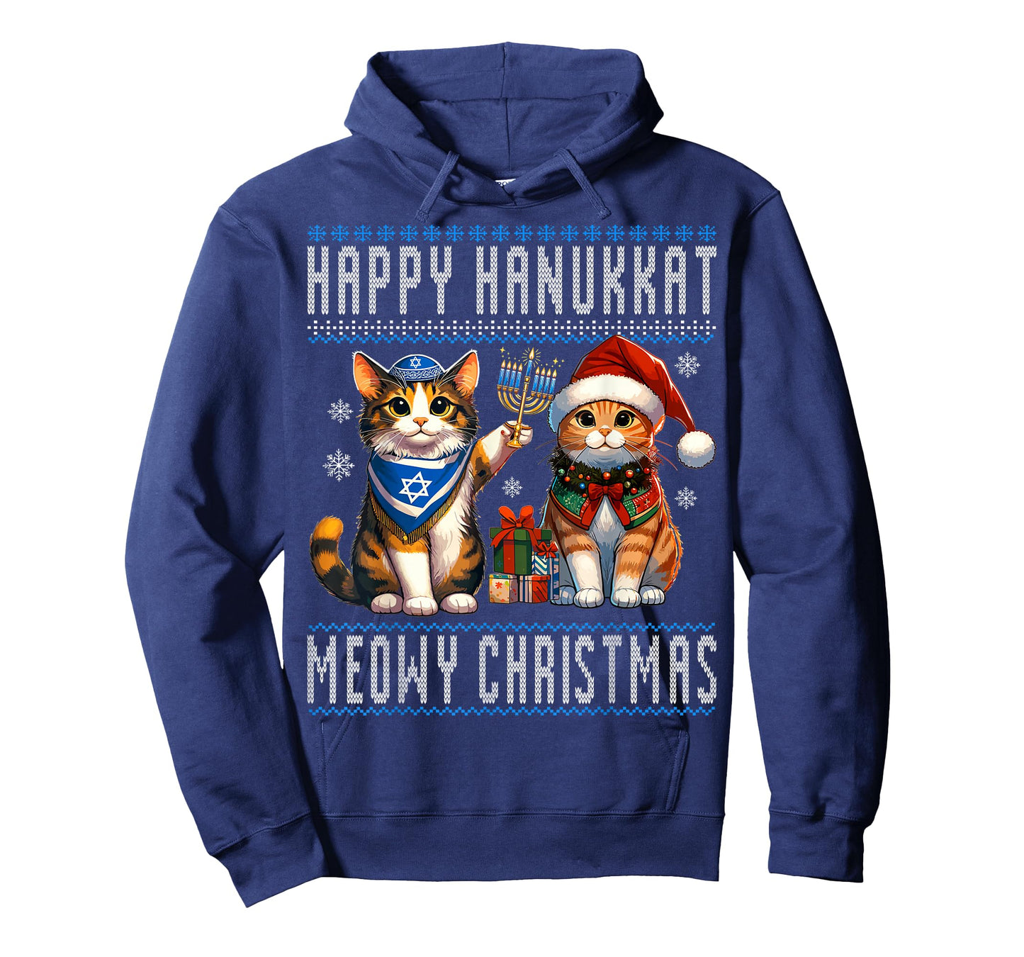 Cat Merry Christmas Happy Hanukkah Jewish Christian T-Shirt