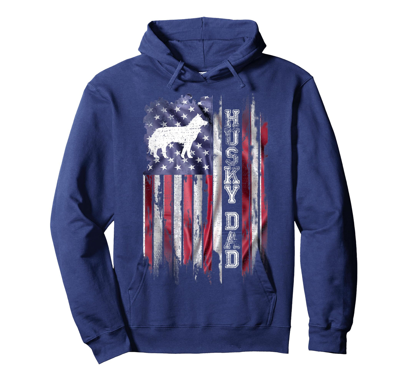 Vintage USA Flag Proud Siberian Husky Dog Dad Silhouette T-Shirt