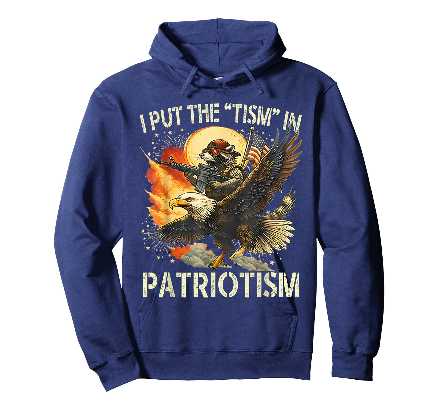 I Put The “Tism” in Patriotism Retro Eagle Raccoon USA Flag T-Shirt