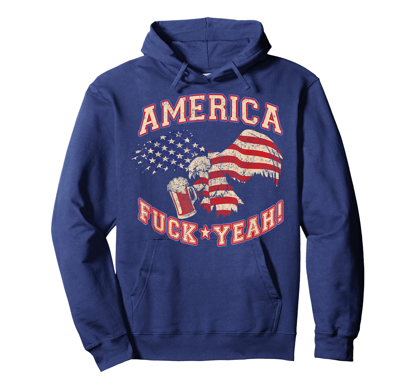 America Fuck Yeah Bald Eagle Beer 4th of July Vintage T-Shirt