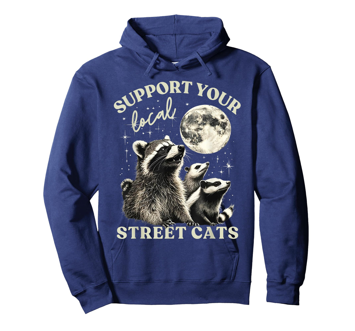 Support Local Street Cats Skunk Opossum Raccoon Moon Howling T-Shirt
