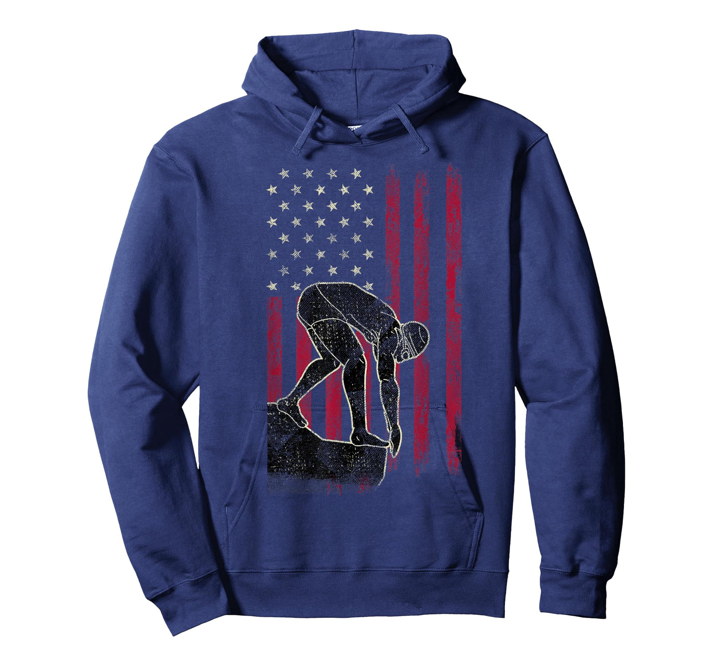Swimming Vintage American Flag 4th Of July Tee Gift T-Shirt
