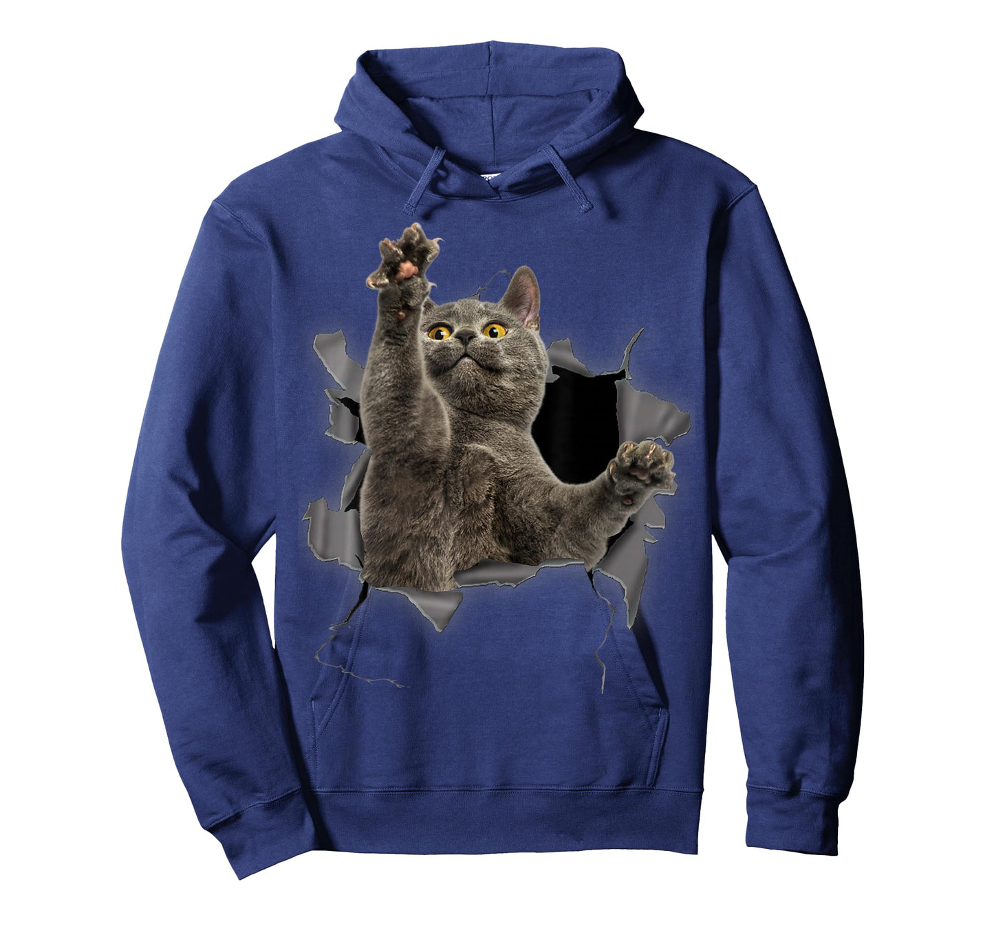 Grey Cat Torn Cloth Funny Gifts Cat Dad, Cat Mom, Cat Lover T-Shirt