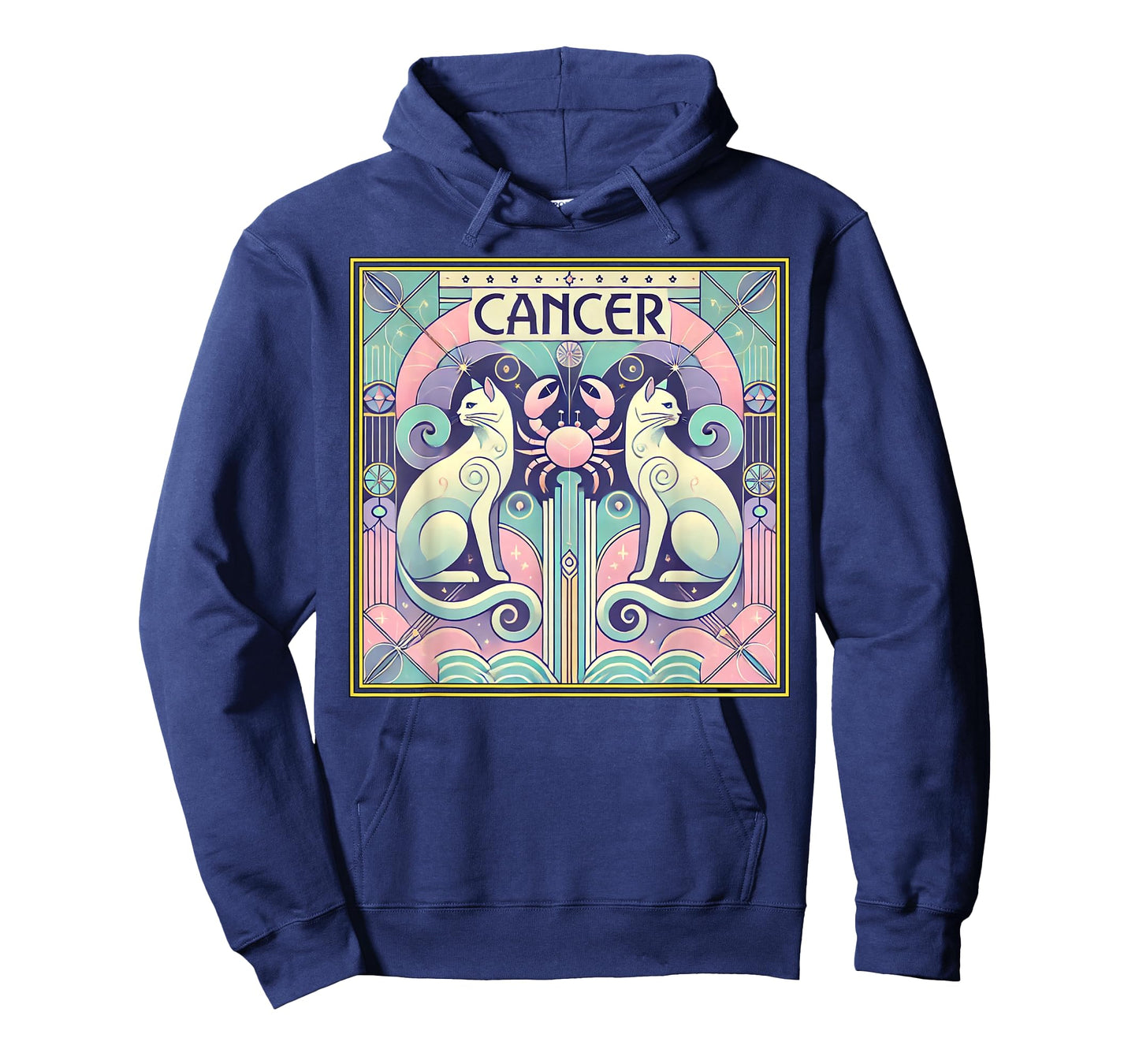 Cancer Cats Zodiac Astrology in Art Deco T-Shirt