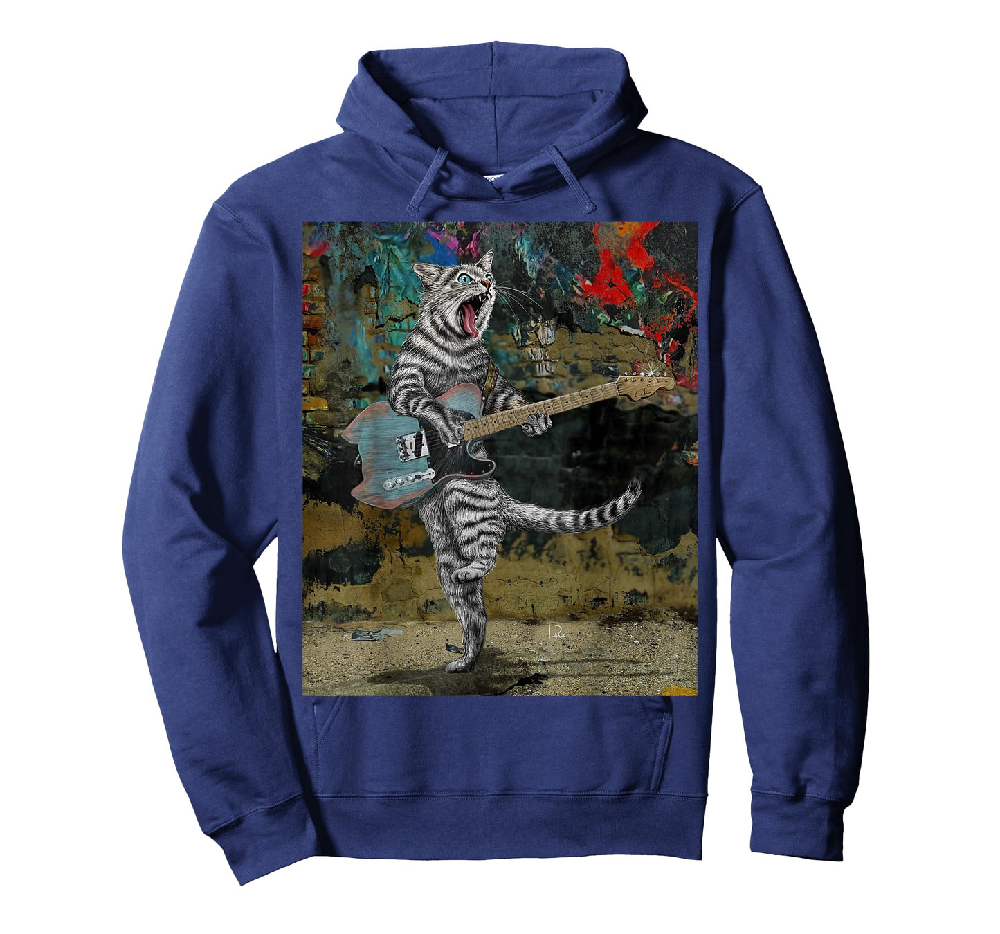 Cat Guitar Buskers Electric Guitar Player Funny Cute Kitty T-Shirt